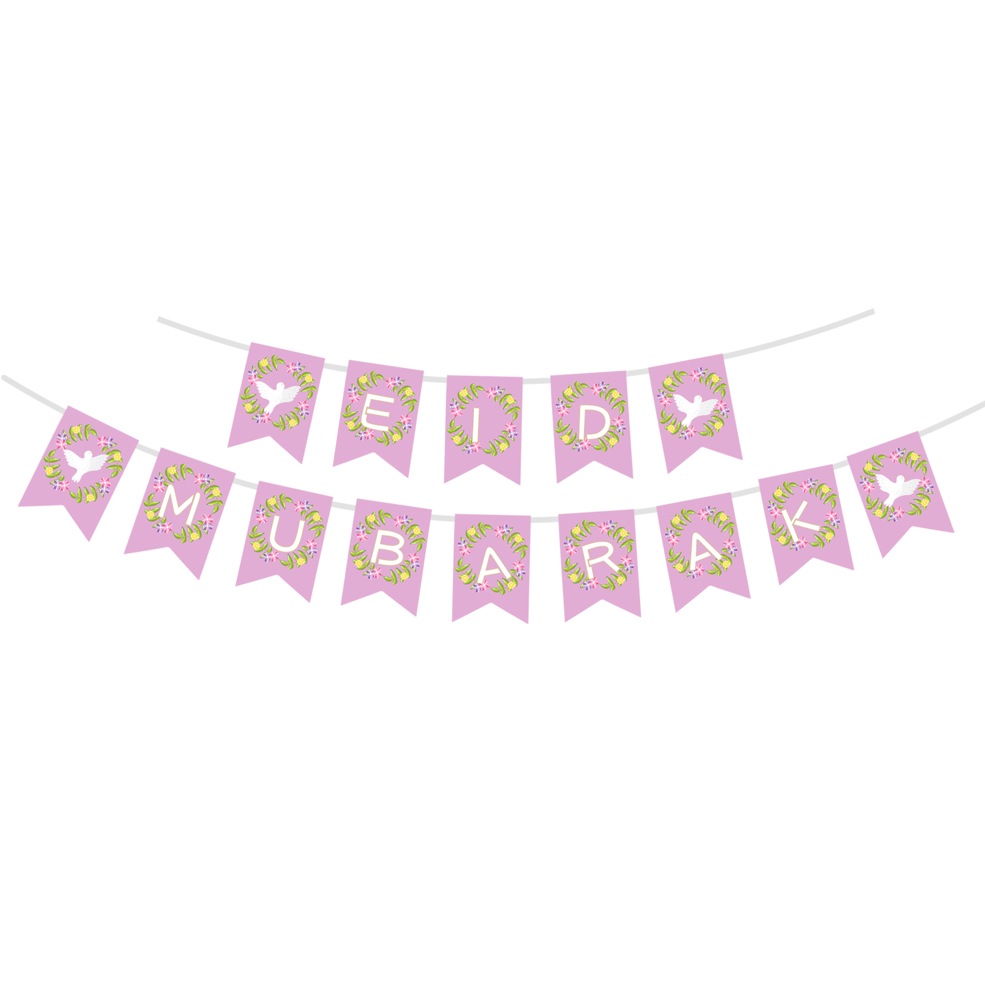 Eid Mubarak Purple Paper Banner