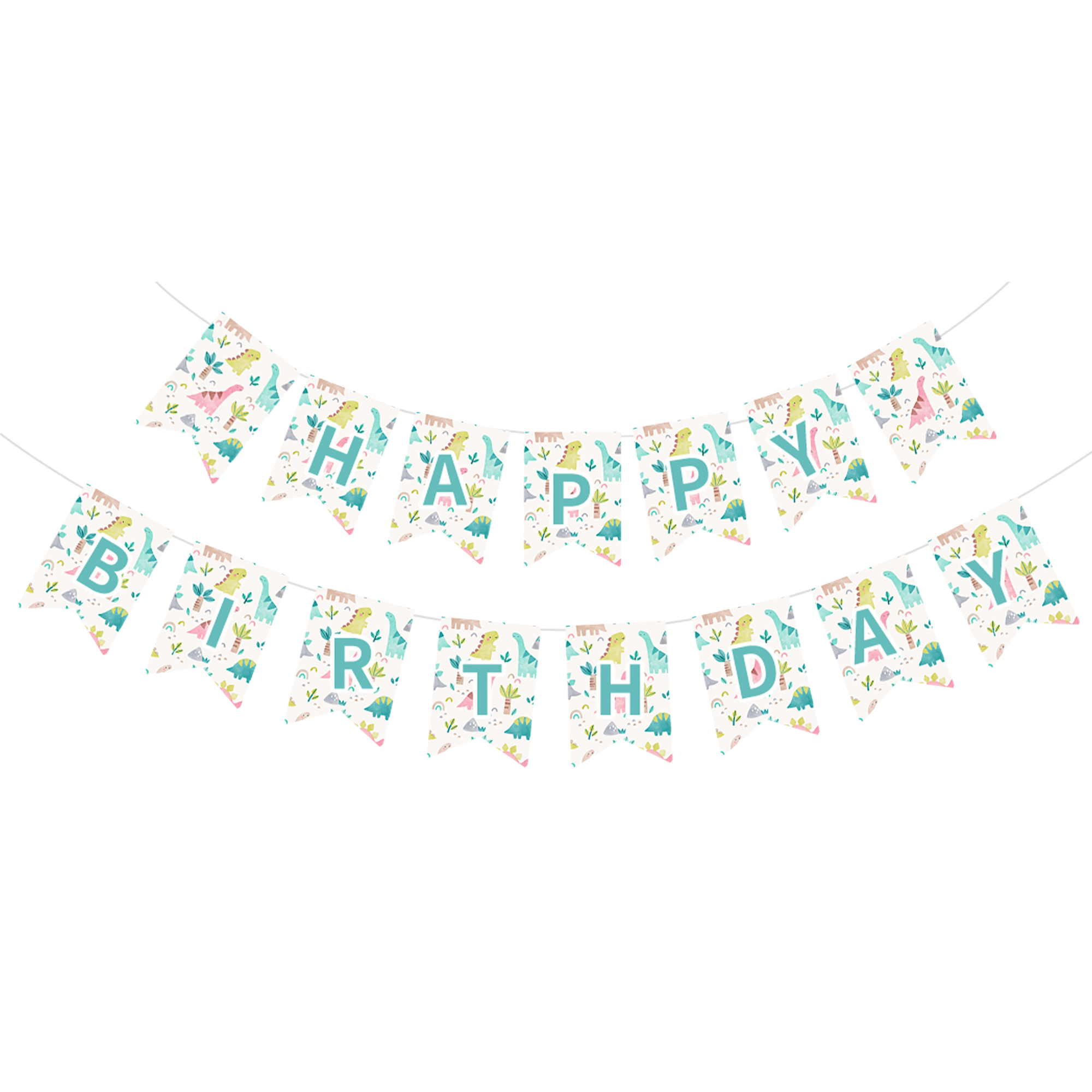 Cute Dinosaur Theme Happy Birthday Paper Banner