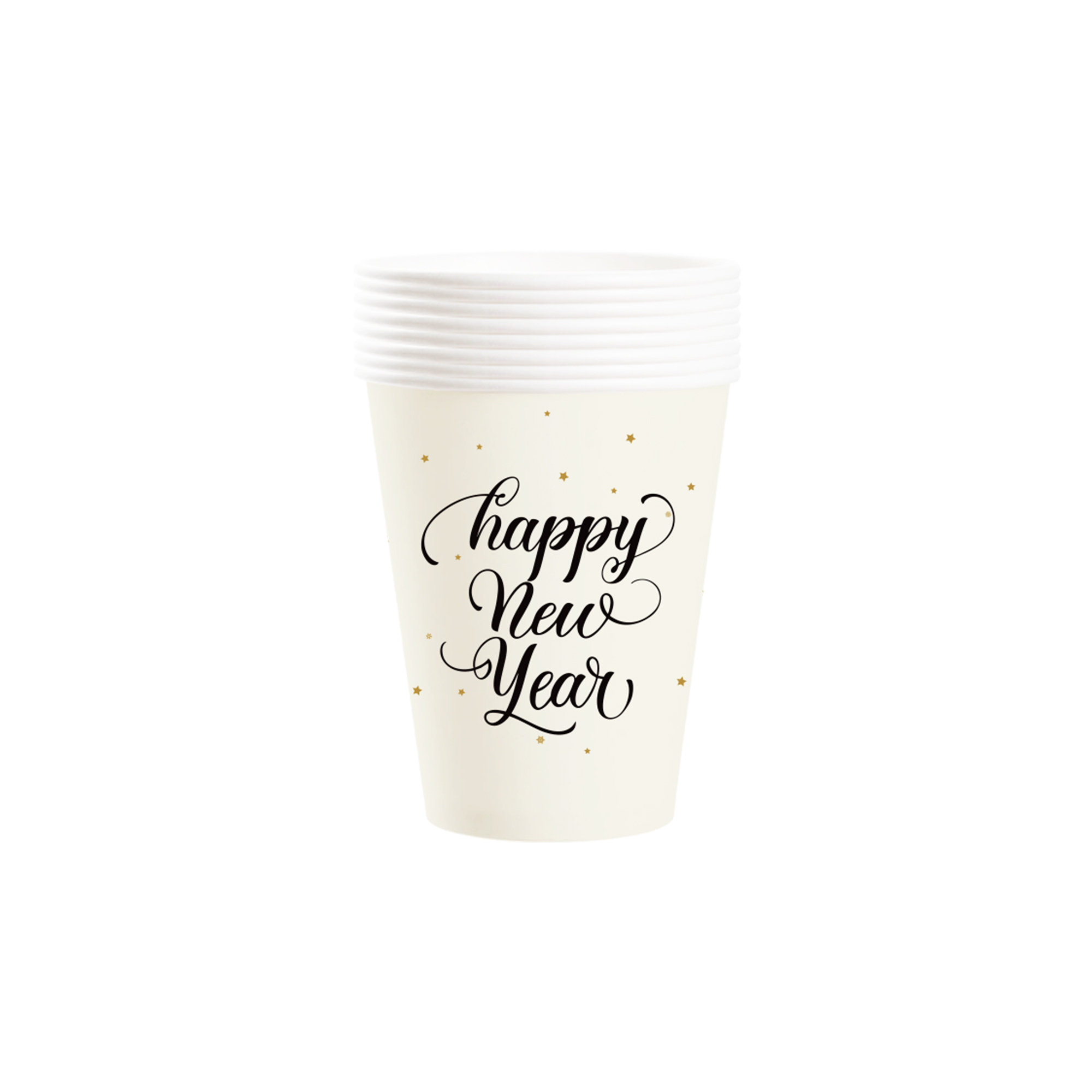 Happy New Year Black Gold Holiday 9oz Paper Cup