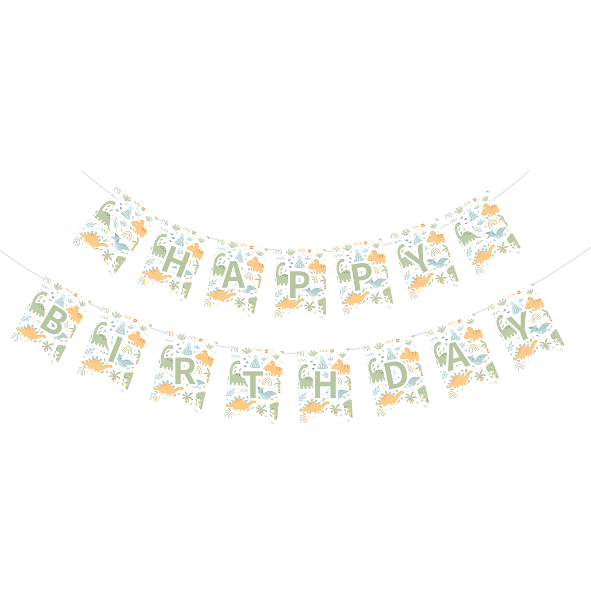 Dinosaur Theme Happy Birthday Paper Banner