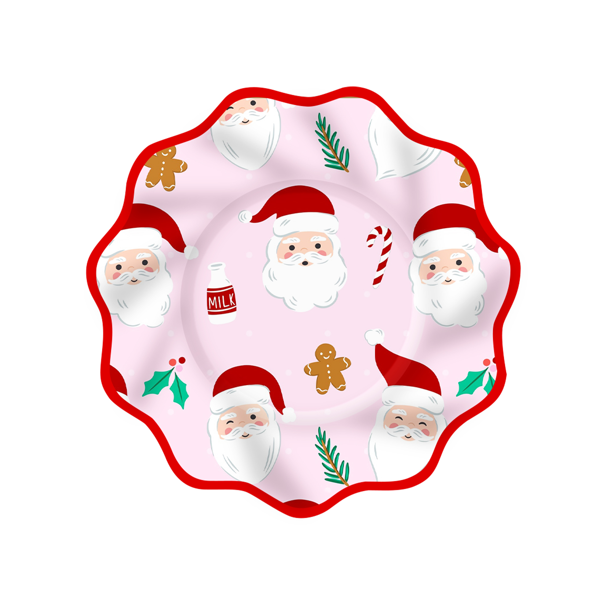 Christmas Pink Backgroun Santa Claus Dinner Plate