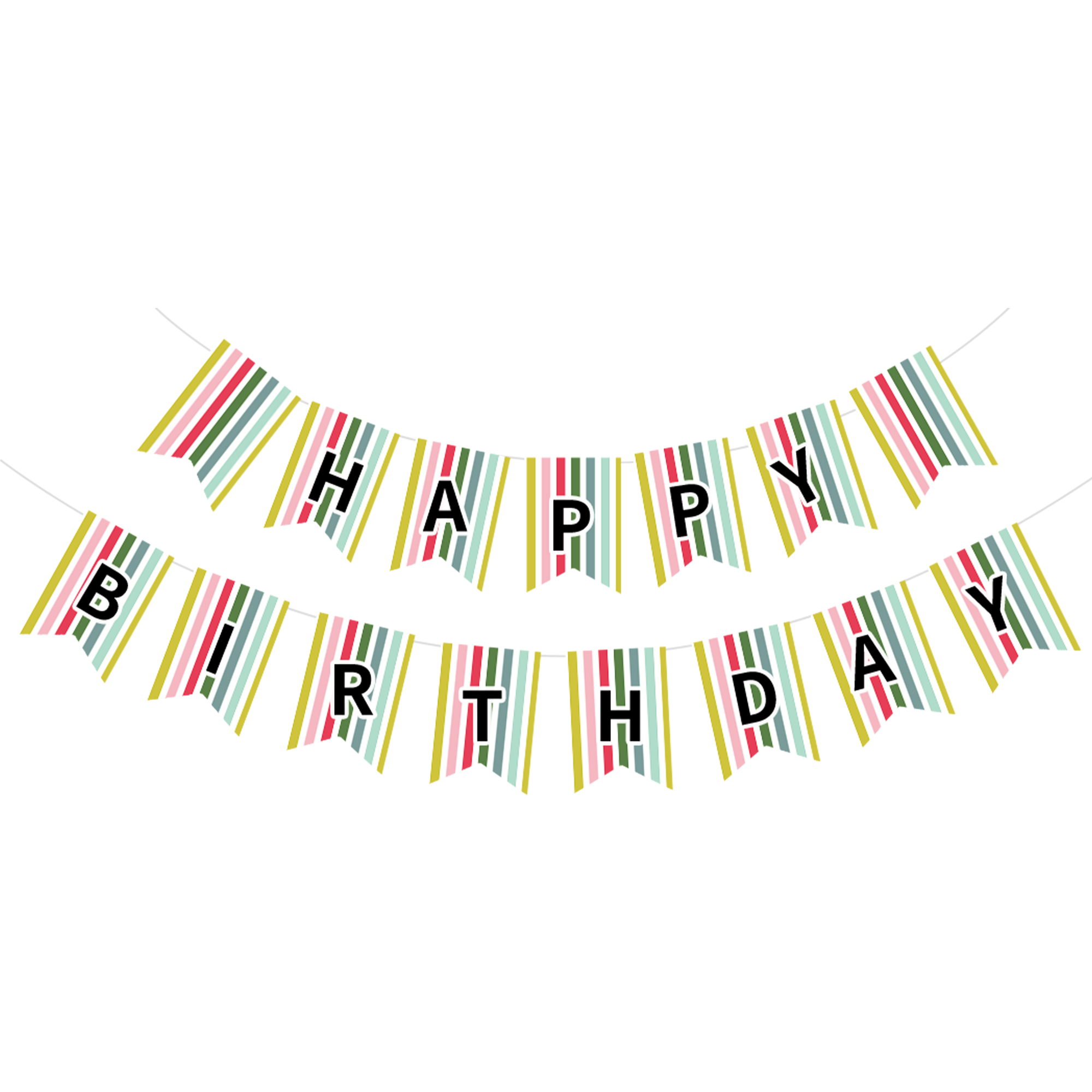 Stripe Happy Birthday Paper Banner