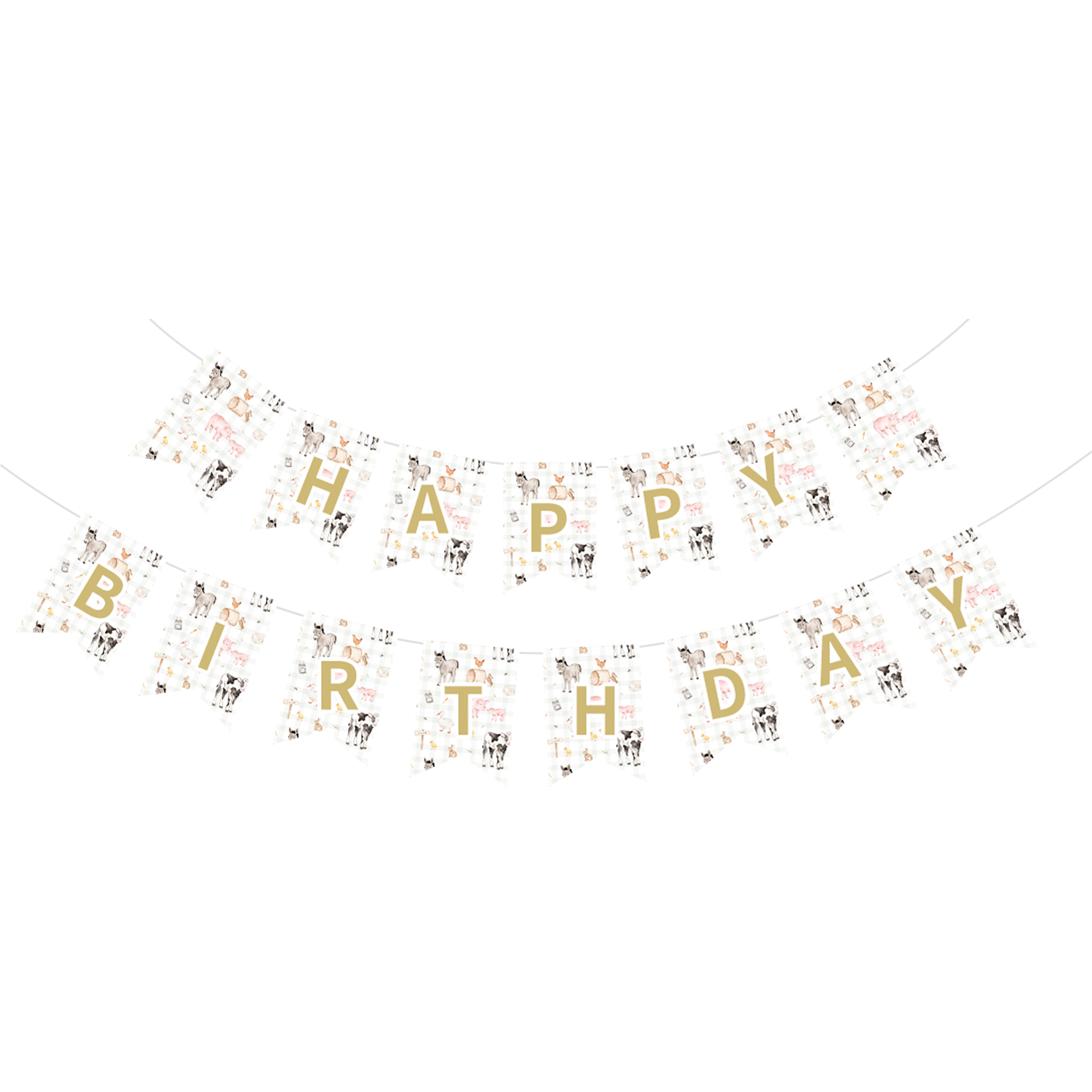 Farm Animal Theme Happy Birthday Paper Banner