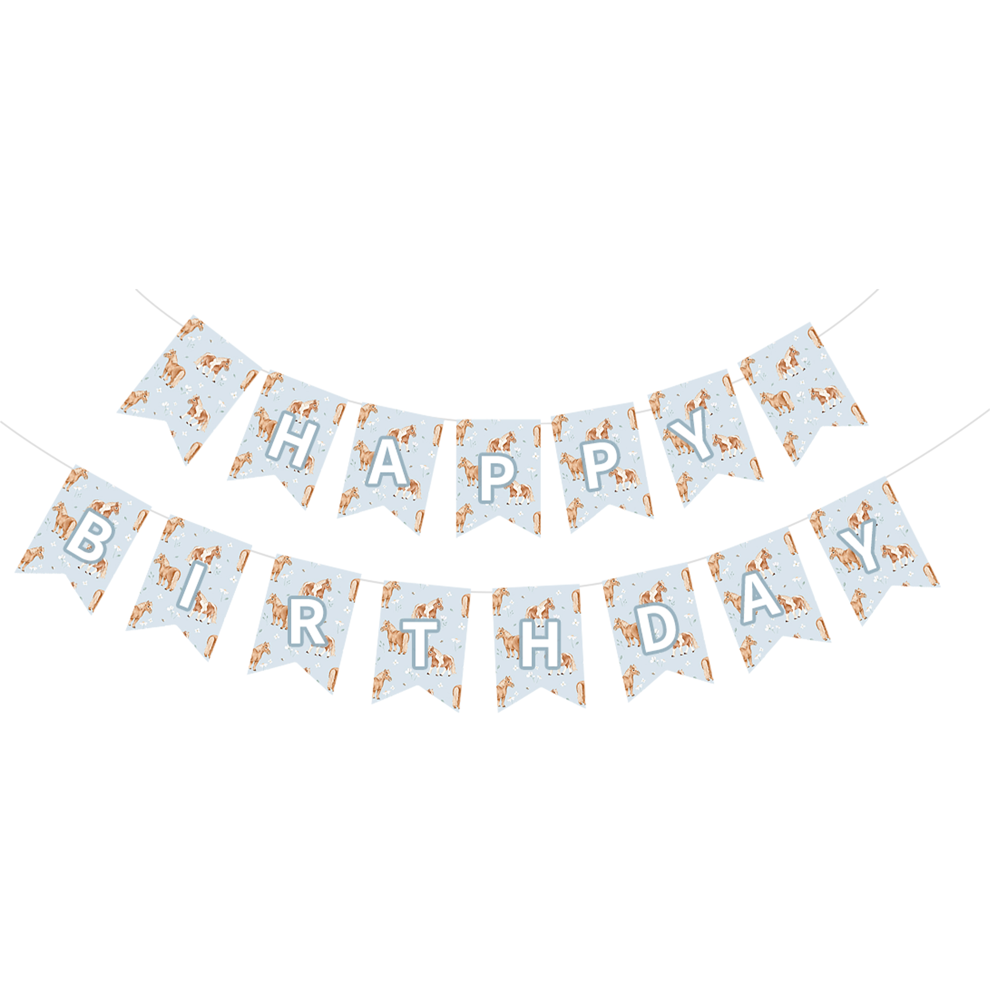 Animal Theme Horse Happy Birthday Paper Banner