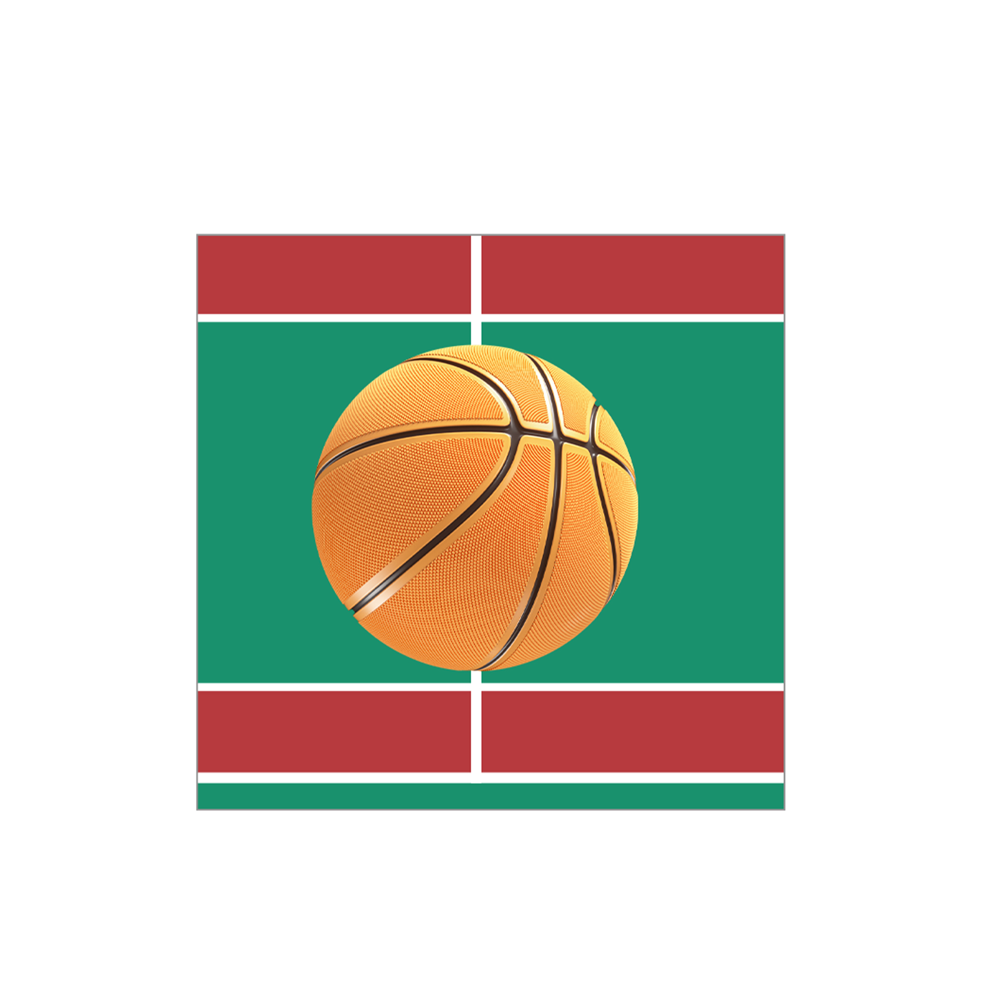  Sport Theme Green&Red Background Basket Ball Pattern Napkin