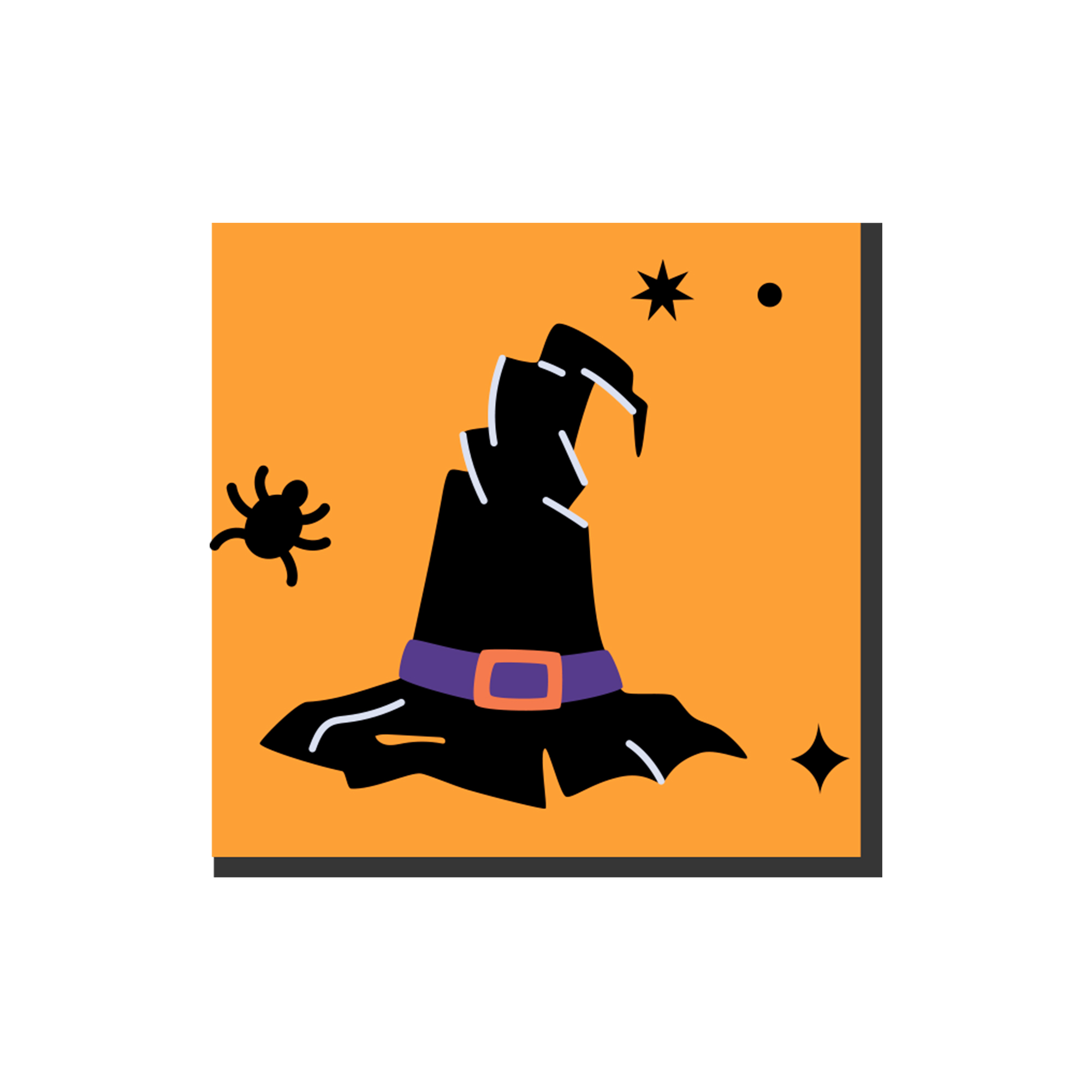 Halloween Theme Orange Background with Witch Hat Pattern Napkin