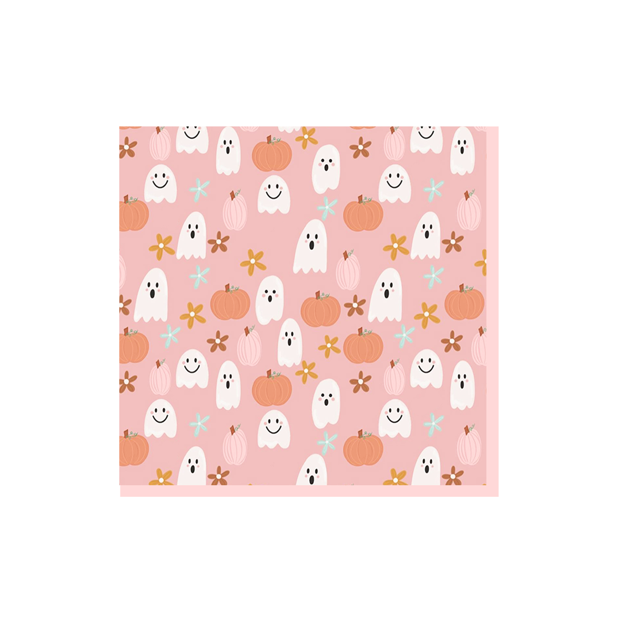 Halloween Theme Pink Background with Ghost and Pumpkin Pattern Napkin