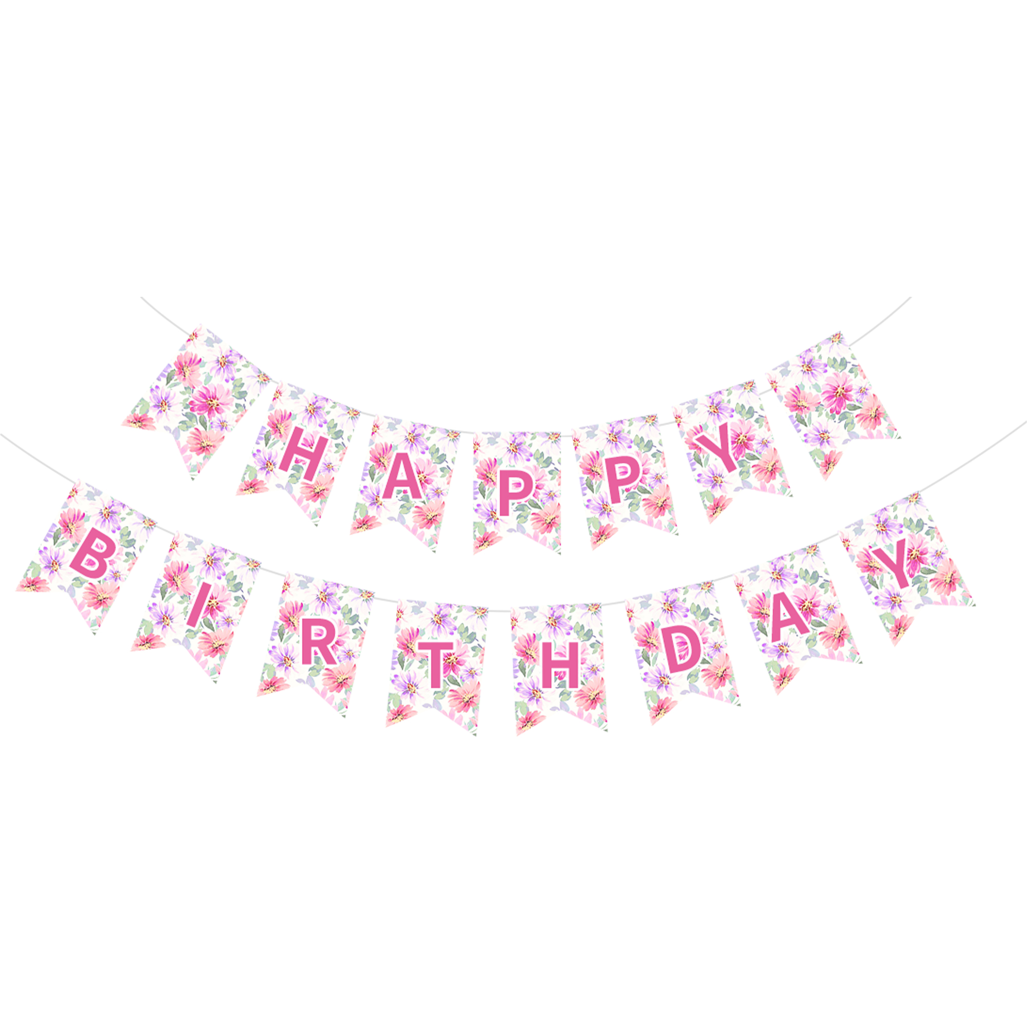 Flower Theme Pink Floral Paper Banner