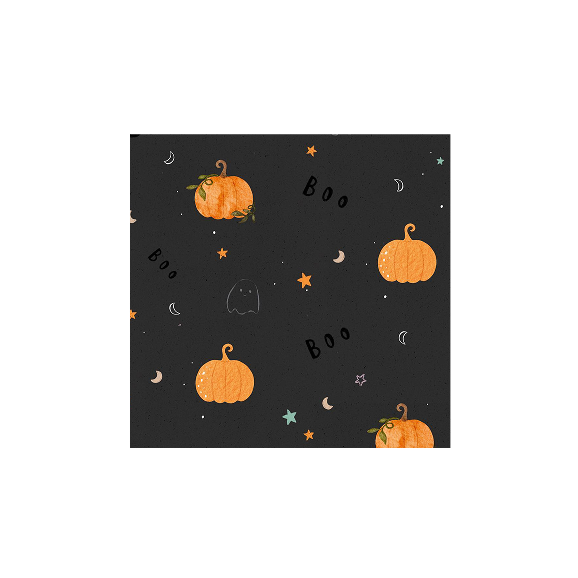 Halloween Theme Black Background and Pumpkin Pattern Napkin