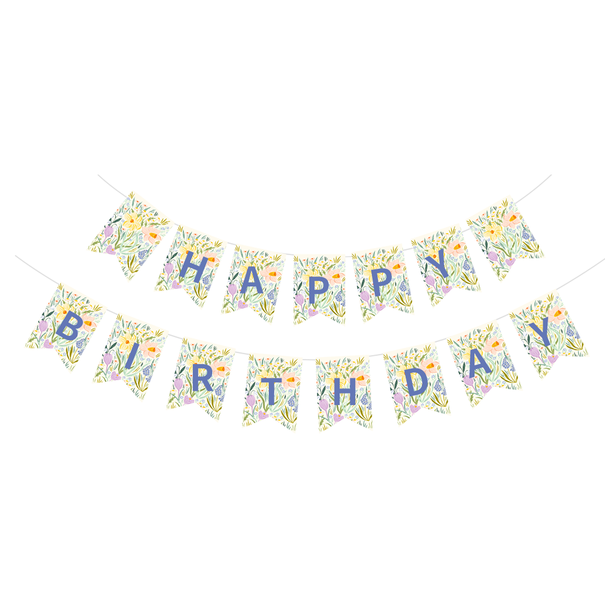 Flower Theme Calendula Happy Birthday Paper Banner