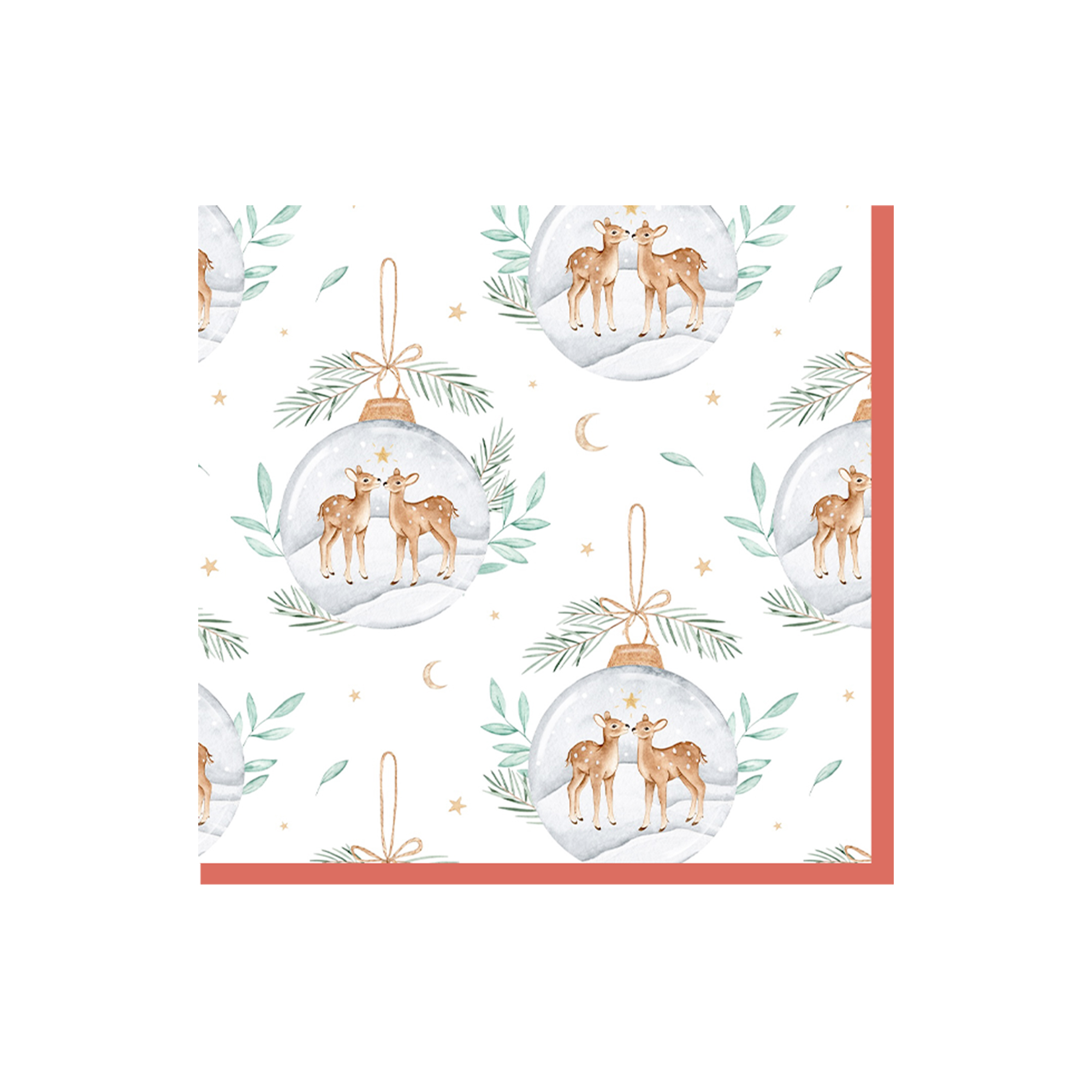 Christmas Theme White Background and Christmas Reindeer Pattern Napkin