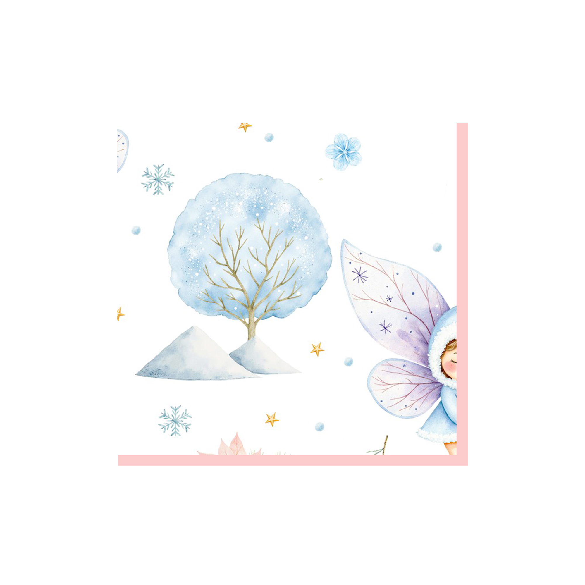 Kids Theme White Background Light Blue Fairy Pattern Napkin