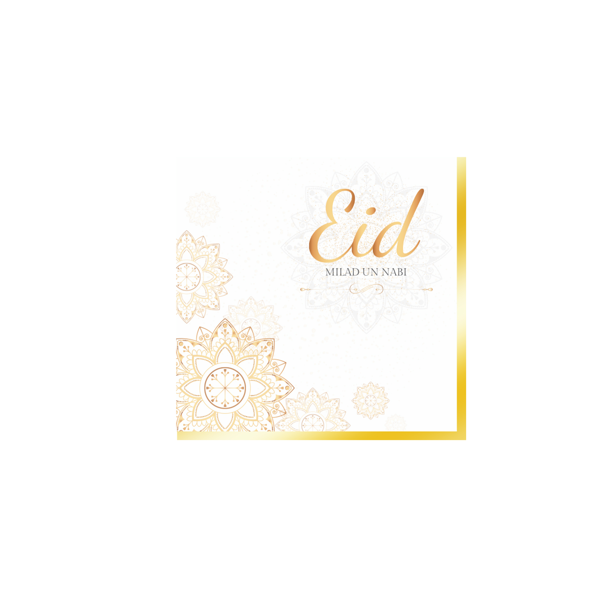 Eid Theme White Background and Gold Rim Napkin