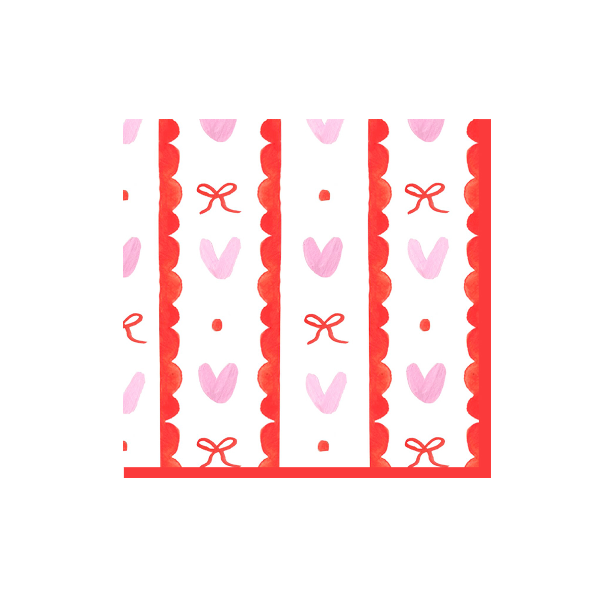 Valentine Theme Red Bow and Pink Heart Pattern Napkin