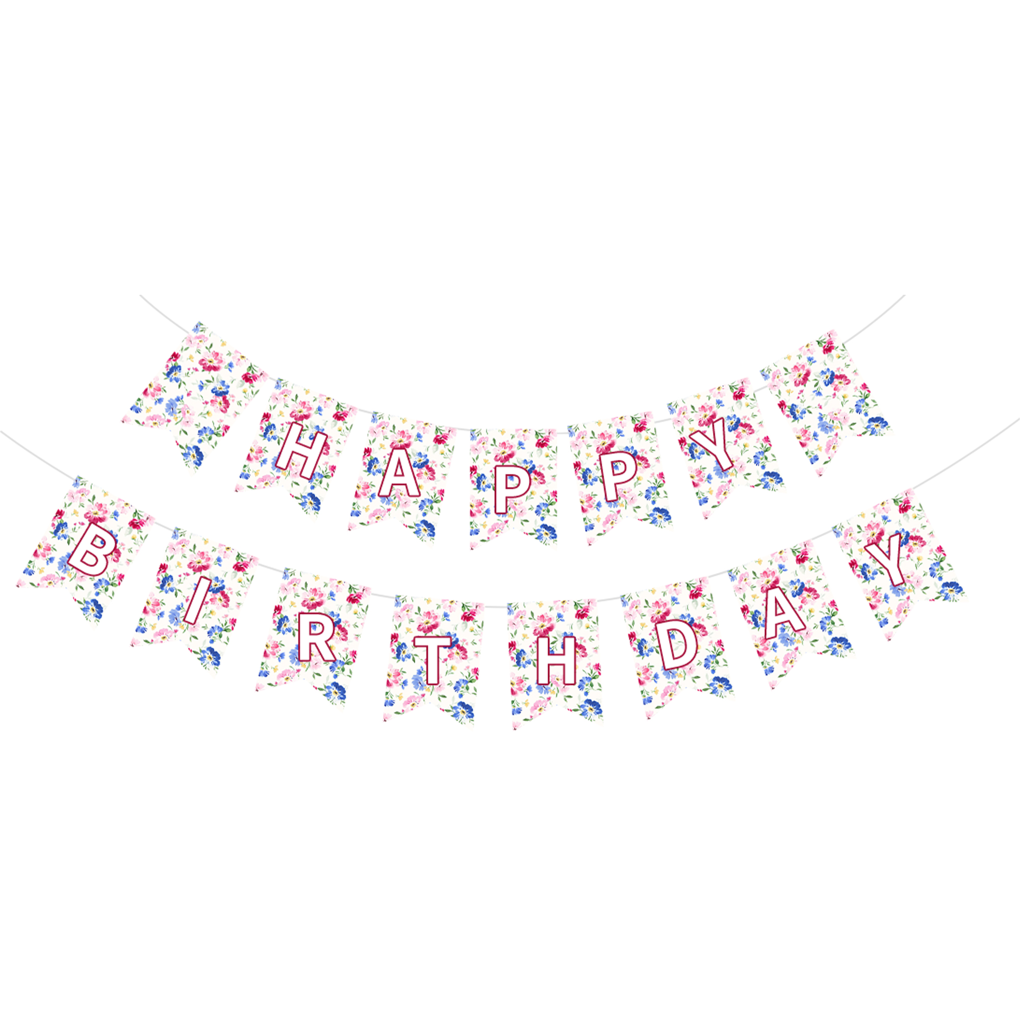 Floral Theme Happy Birthday Paper Banner