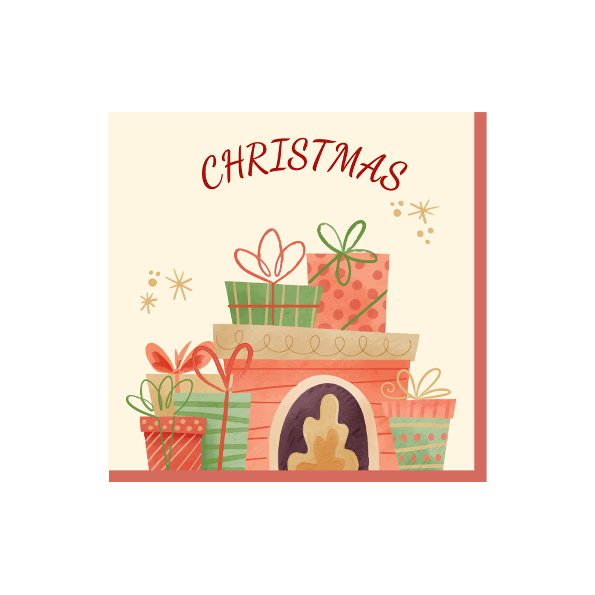 Christmas Theme Light Yellow Background and Colorful Gift Box Pattern Napkin