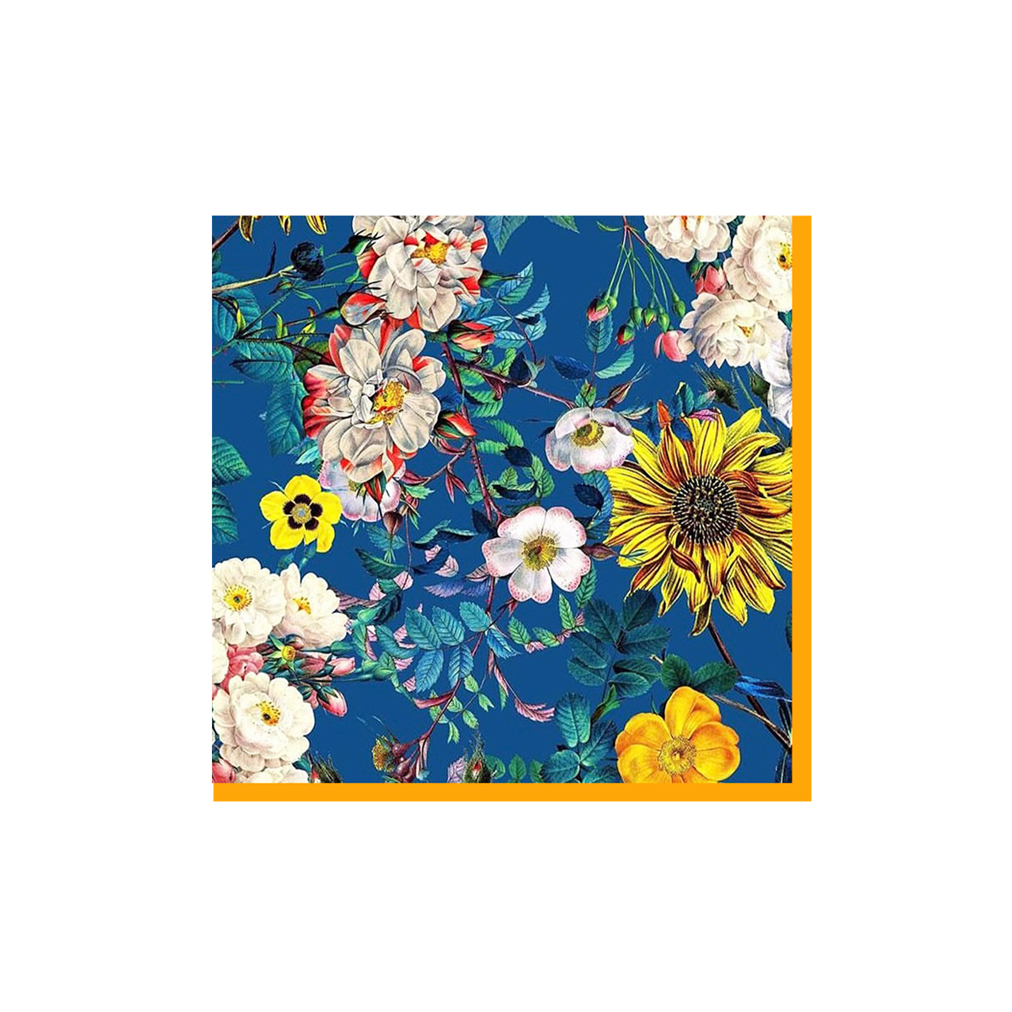 Flower Theme Dark Blue Background White Flower Pattern Napkin
