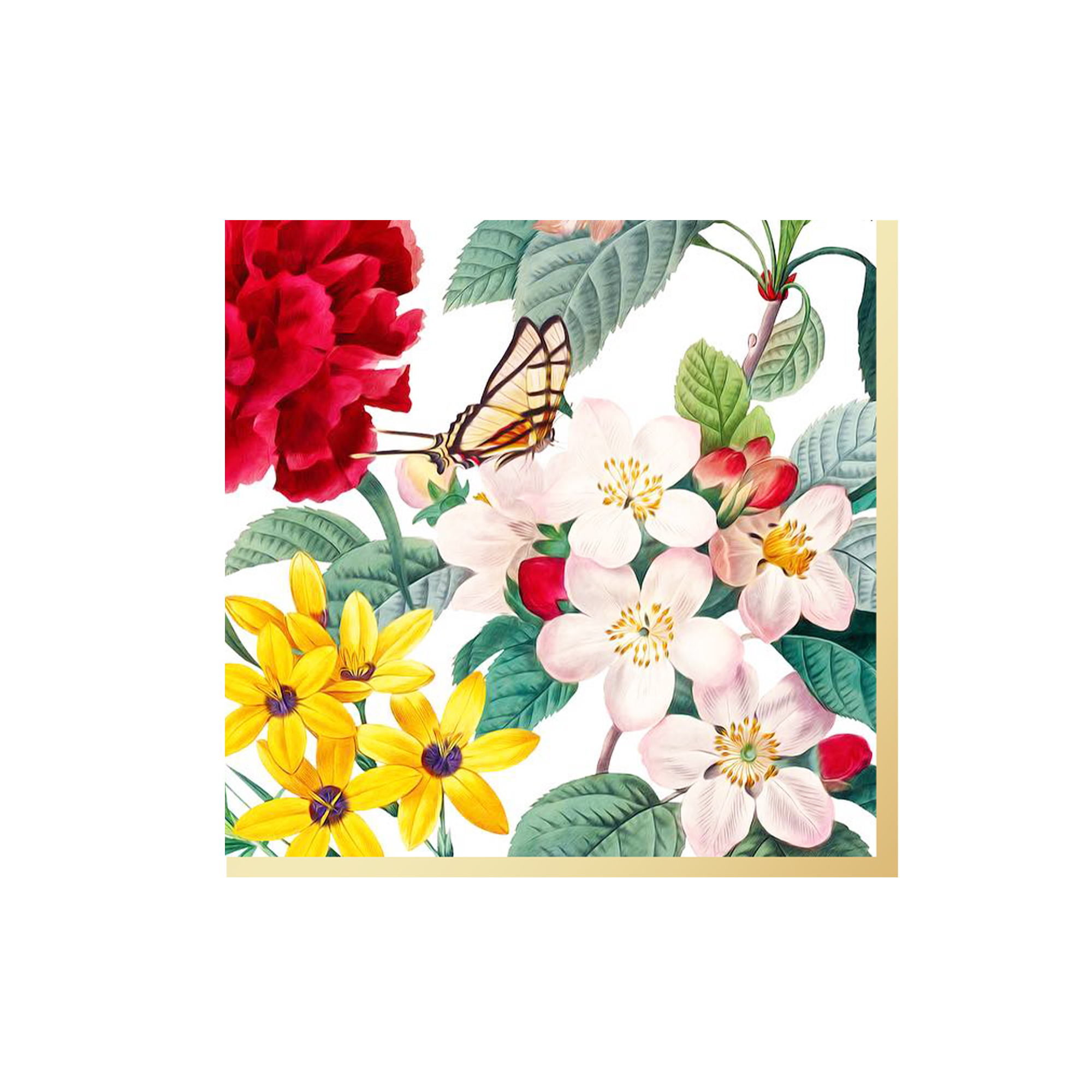Flower Theme White Background Colorful Flower Pattern Napkin