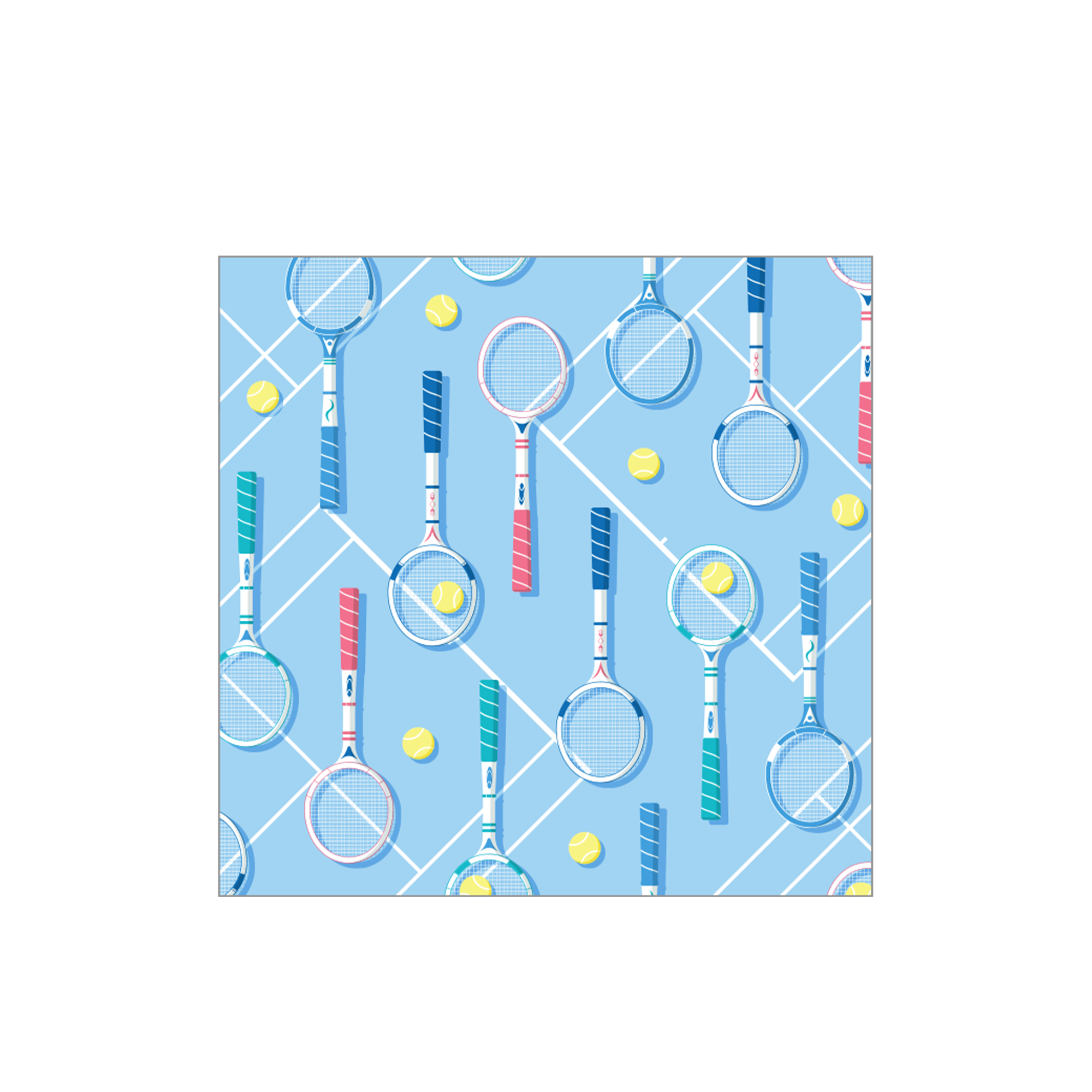  Sport Theme Light Blue Background Badminton Pattern Napkin