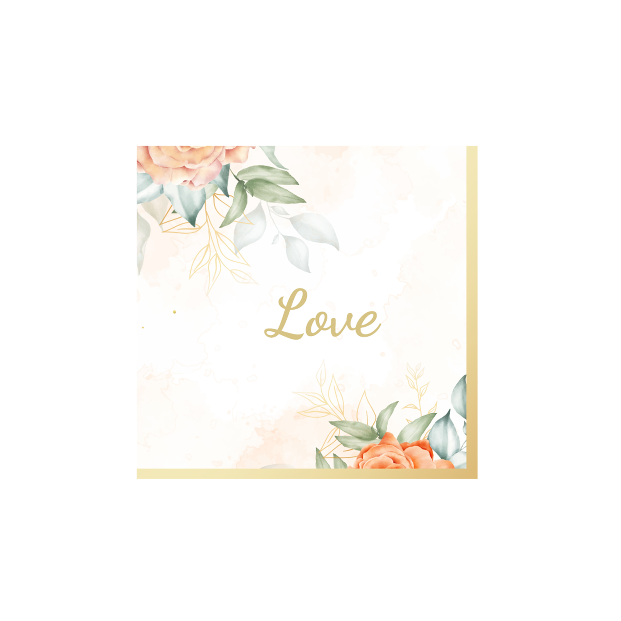 Wedding Theme Beige Background Orange Flower Pattern Napkin