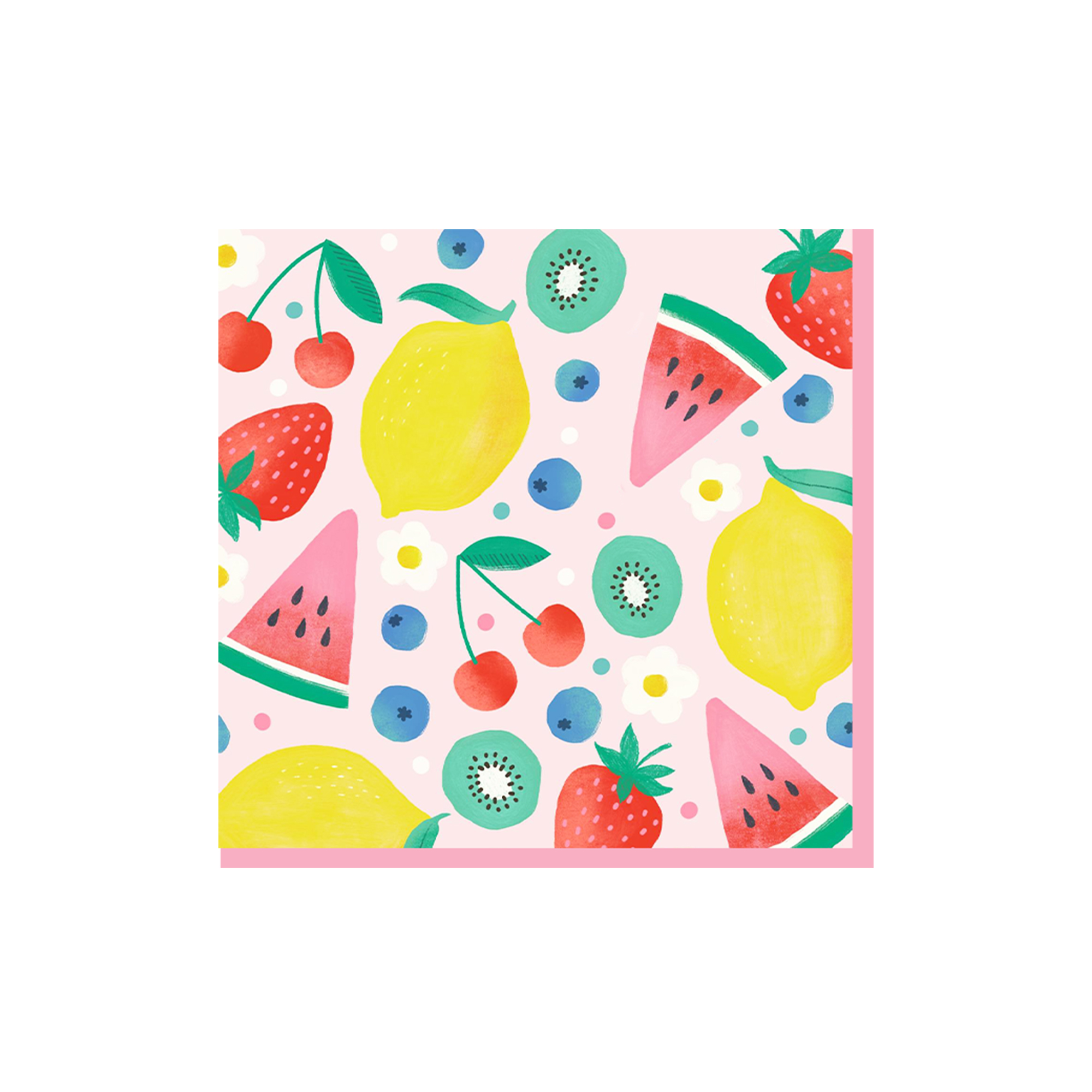 Fruit Theme Light Pink Background Colorful Fruits Pattern Napkin