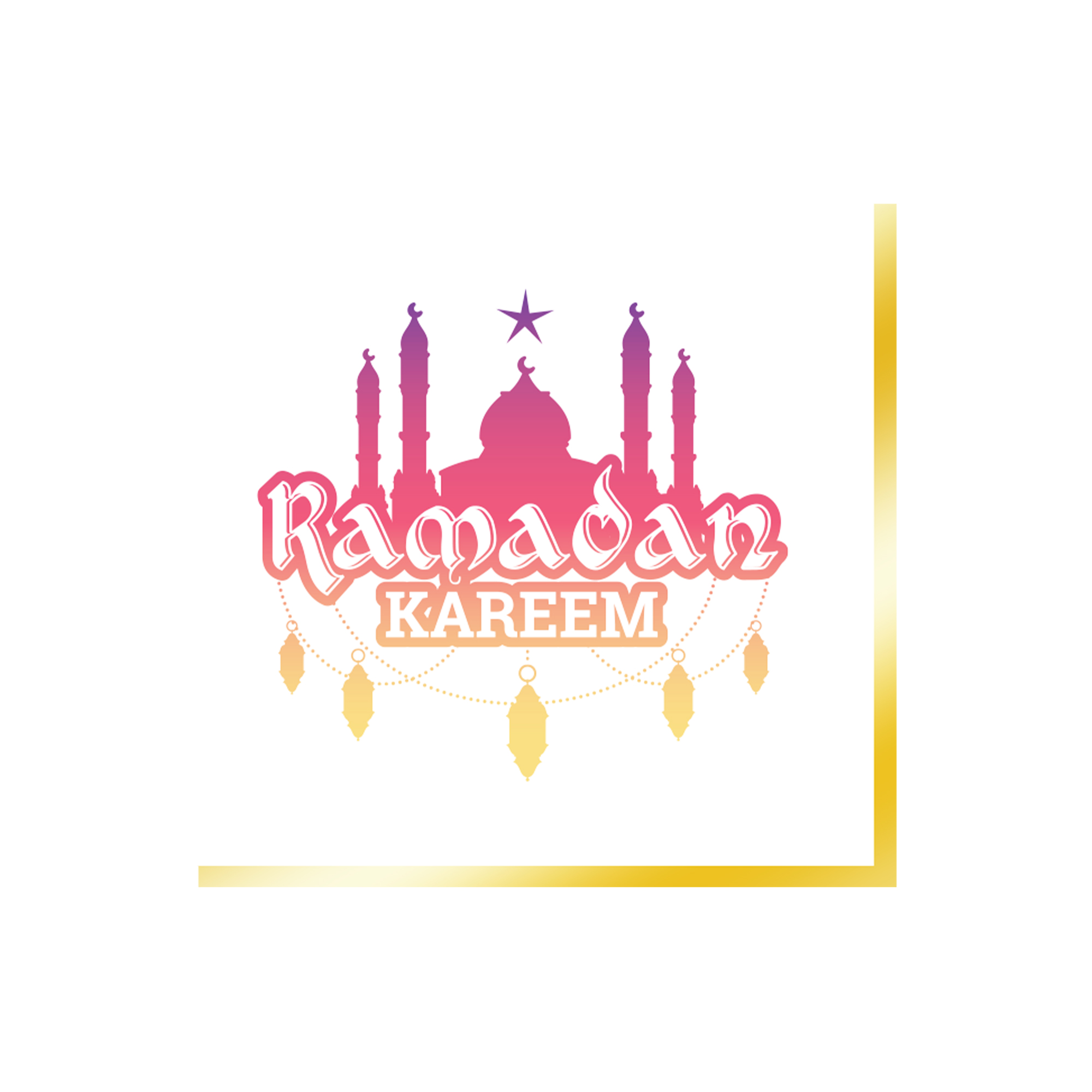 Ramadan Theme White Background and Gold Rim Napkin