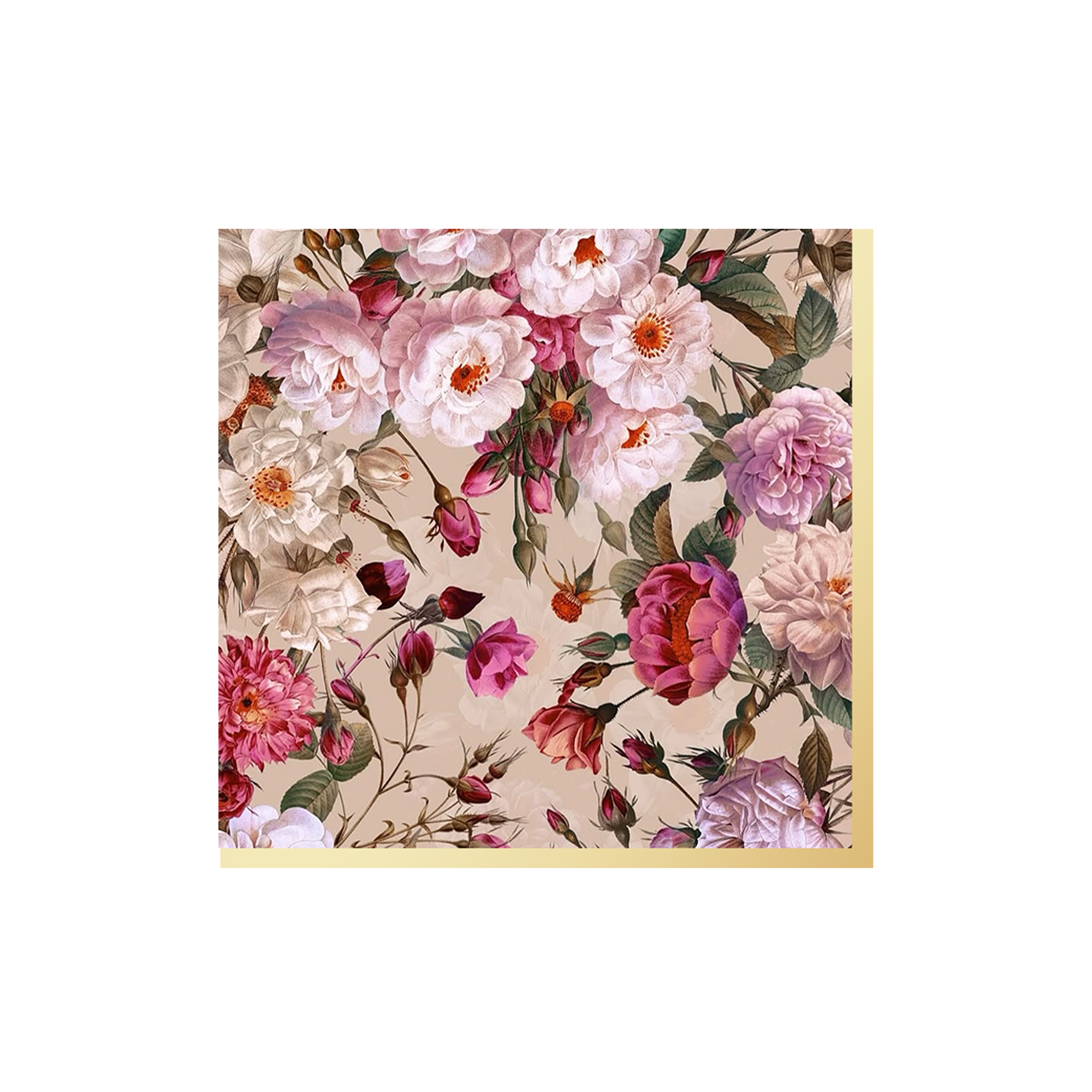 Flower Theme Brown Background Peony Pattern Napkin