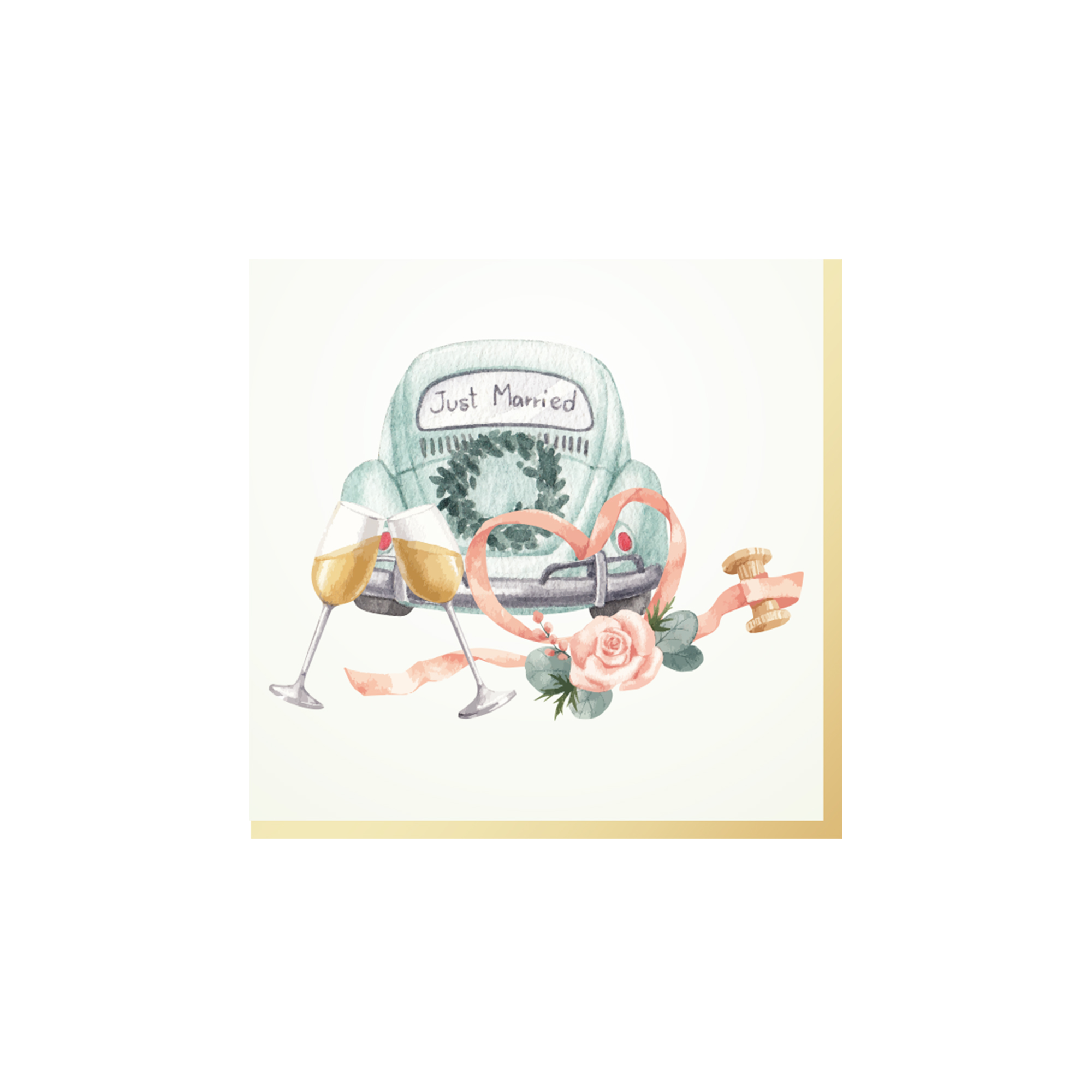Wedding Theme Beige Background Honeymoon Car Pattern Napkin