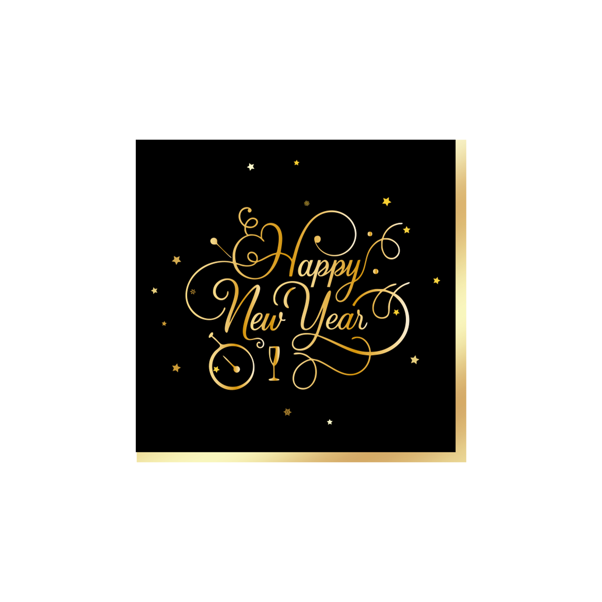 Happy New Year Theme Black Background and Gold Letter Napkin