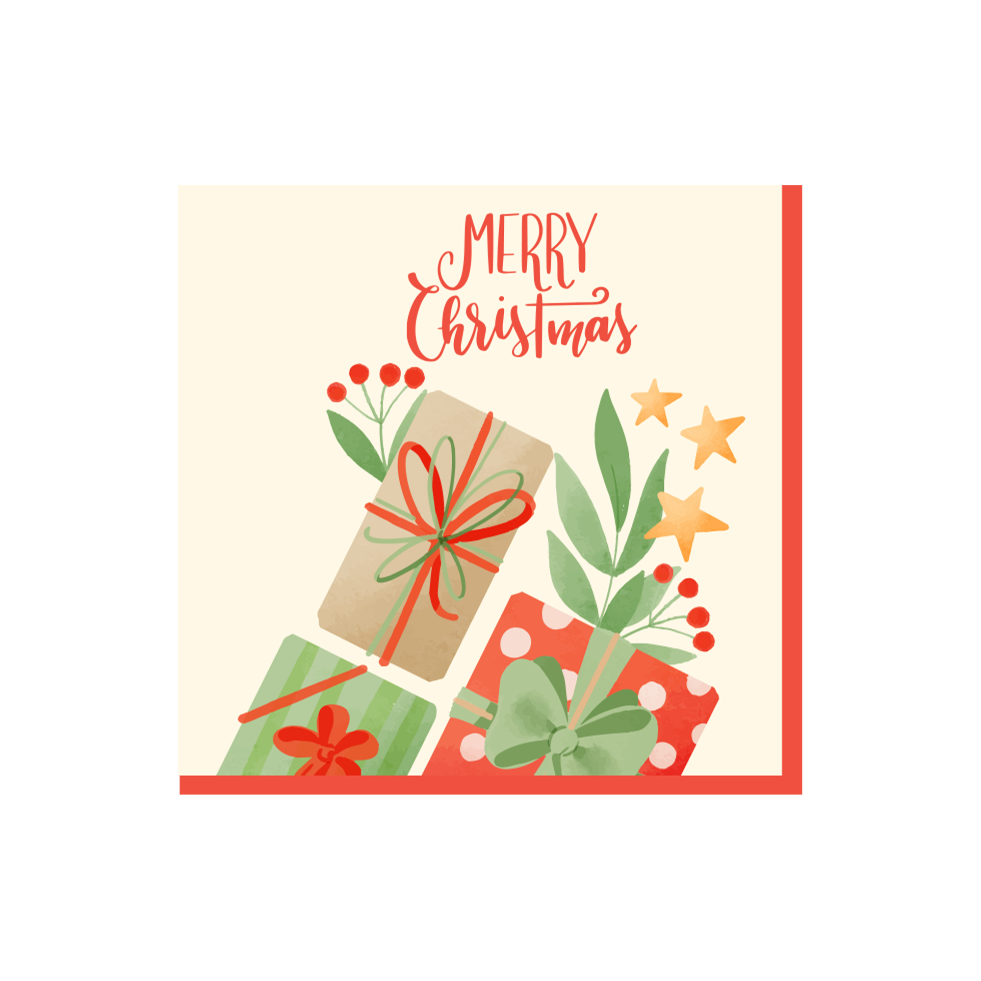 Christmas Theme Light Yellow Background and Gift Box Pattern Napkin