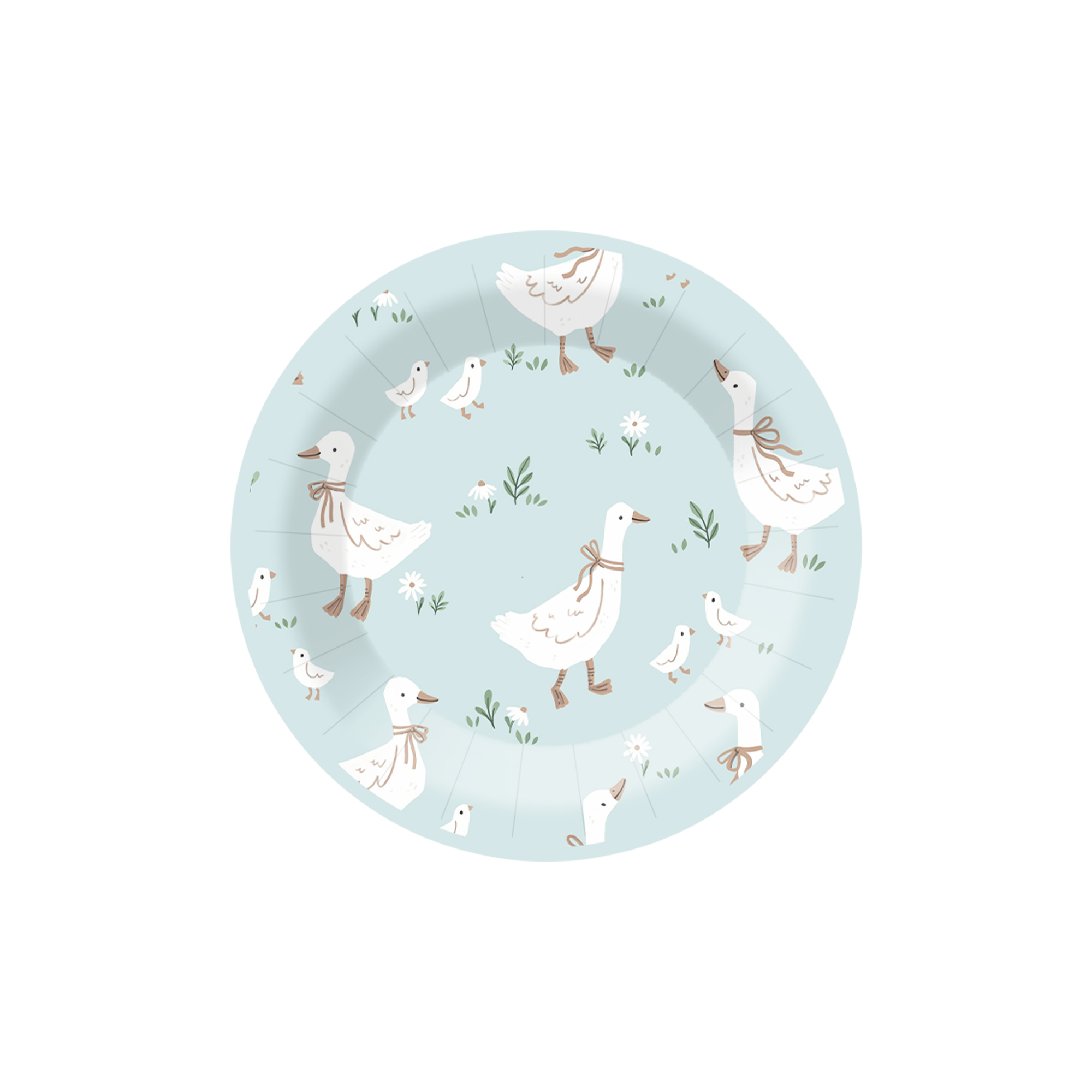 Animal Themed Green Background Goose Dessert Plate