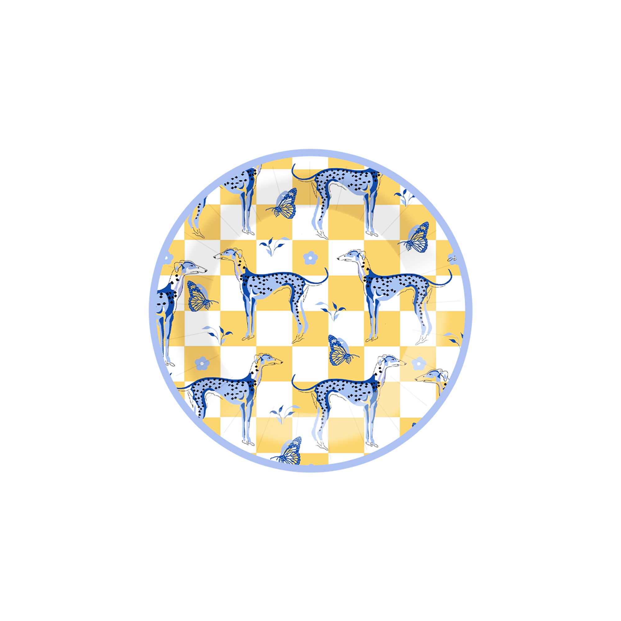 Animal Theme Checkerboard Pattern Dessert Plate