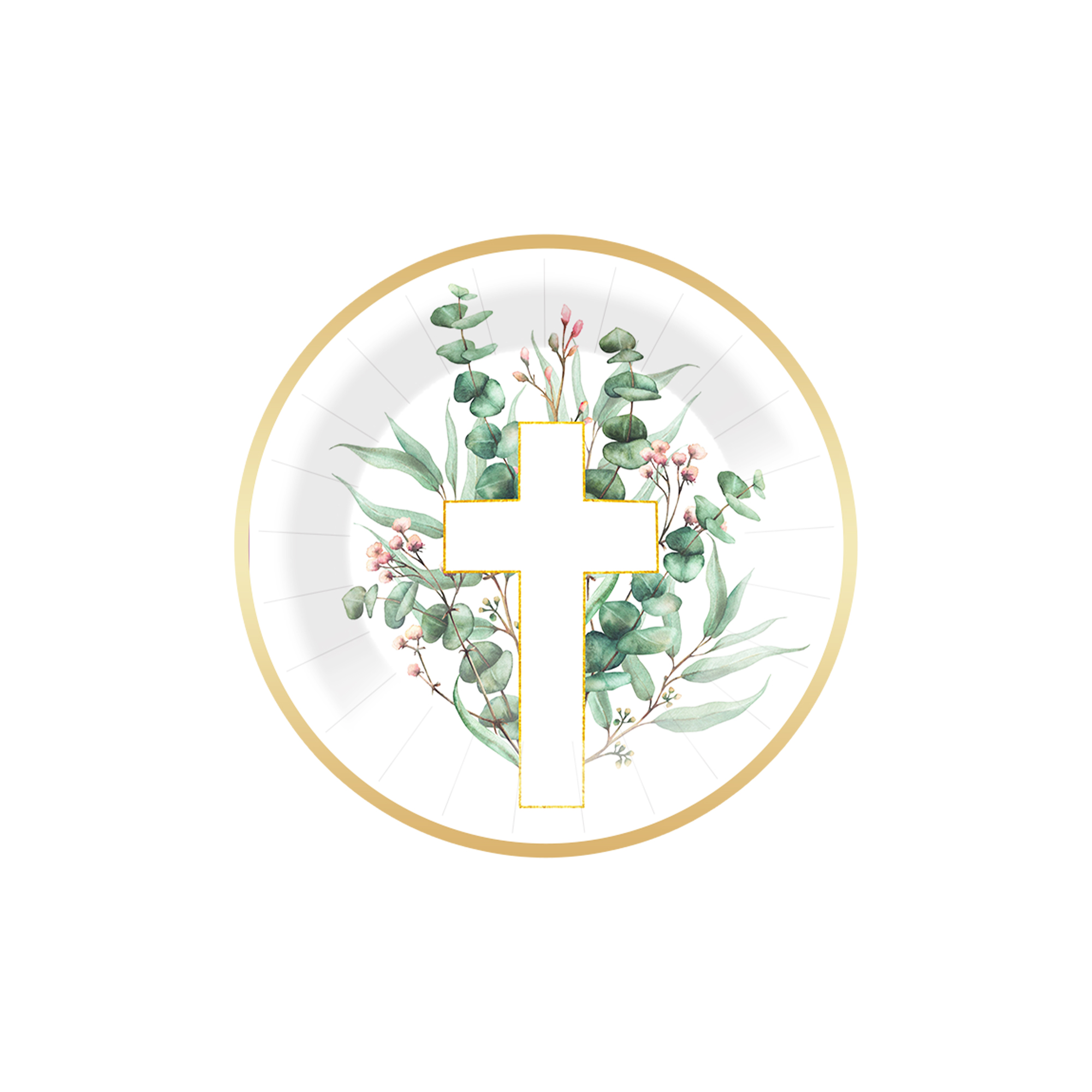 Communion Theme Gold Foil Dessert Plate 