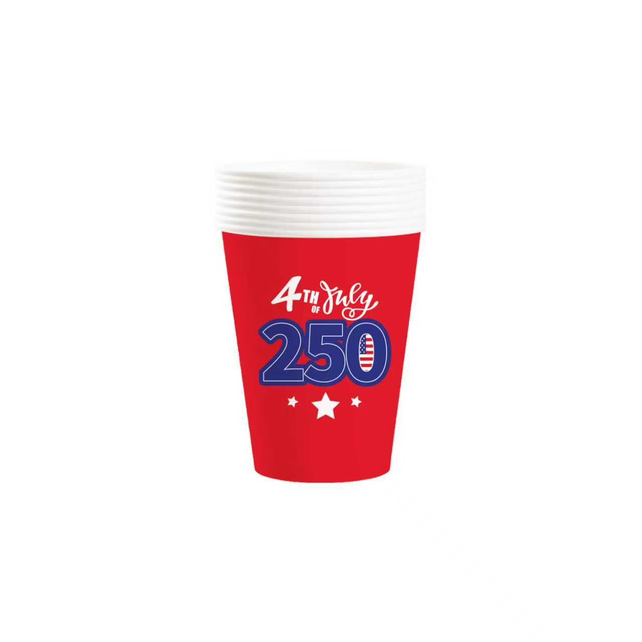 Independence Day Red Background 9oz Paper Cup