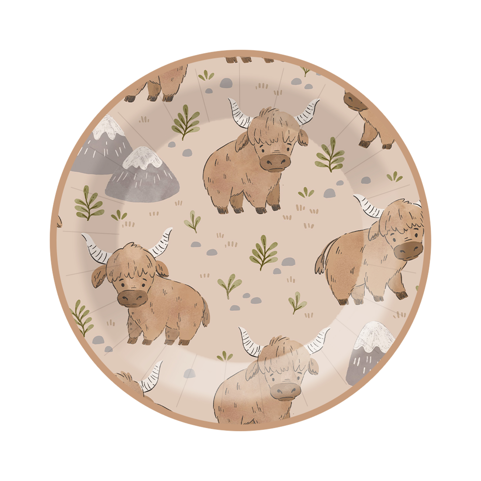 Animal Themed Brown Background Yak Dinner Plate