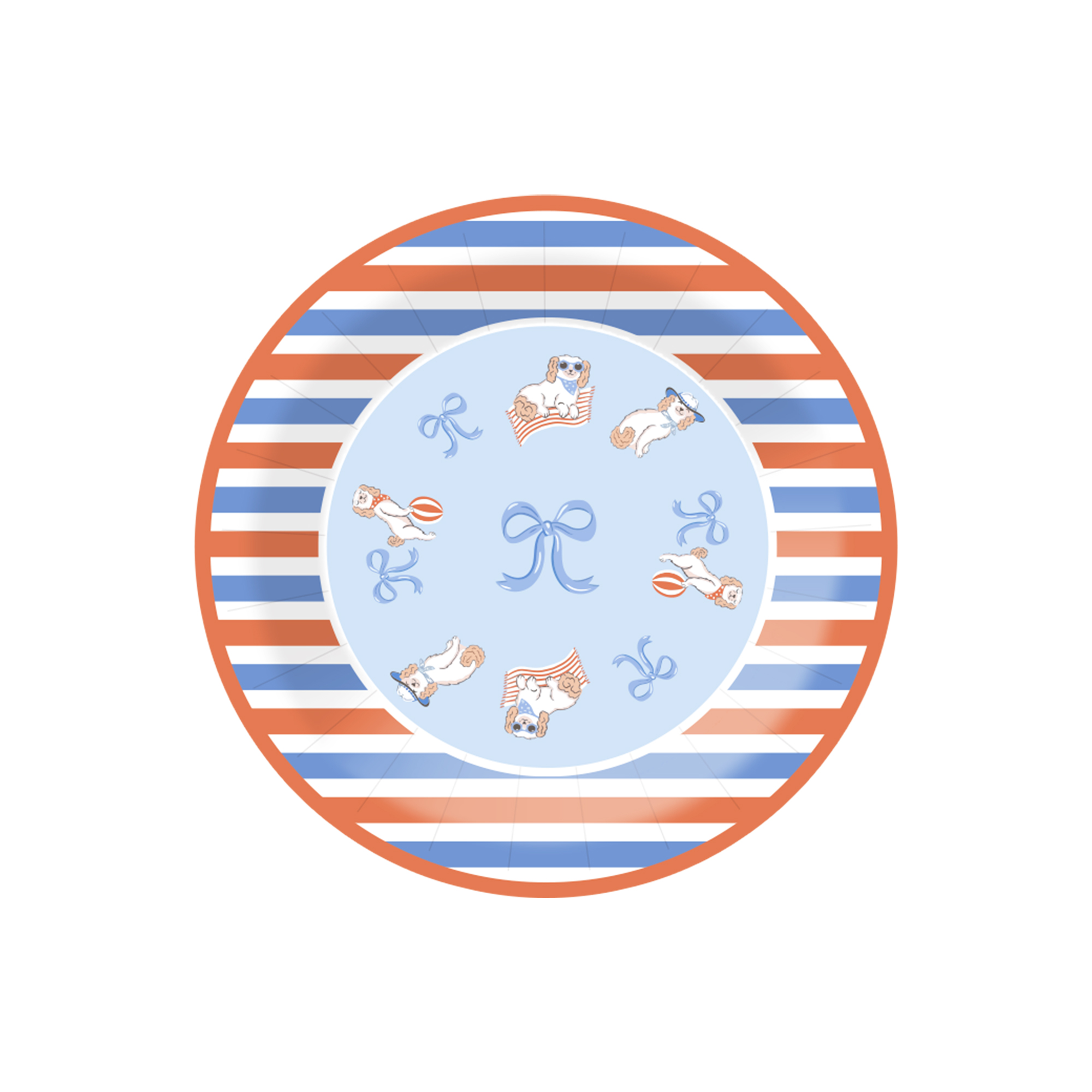 Animal Theme Stripe Round Dessert Plate