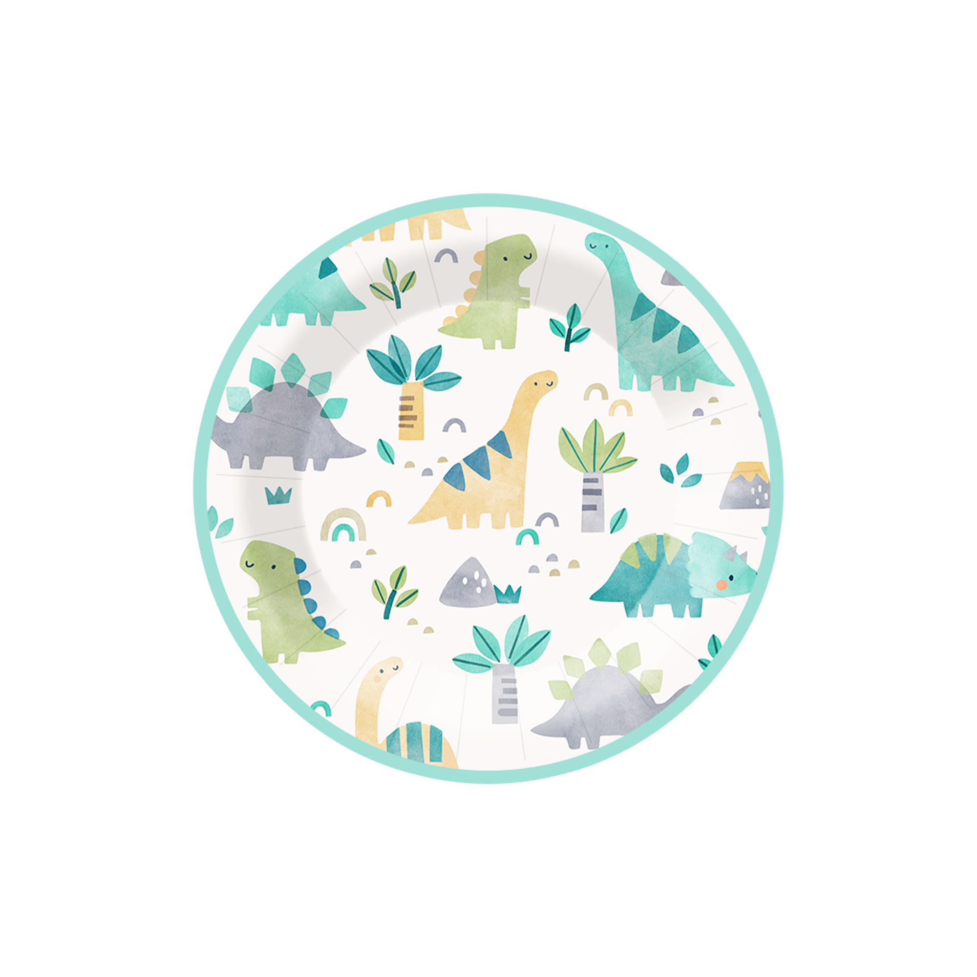 Cute Dinosaur Theme Round Beige Dessert Plate