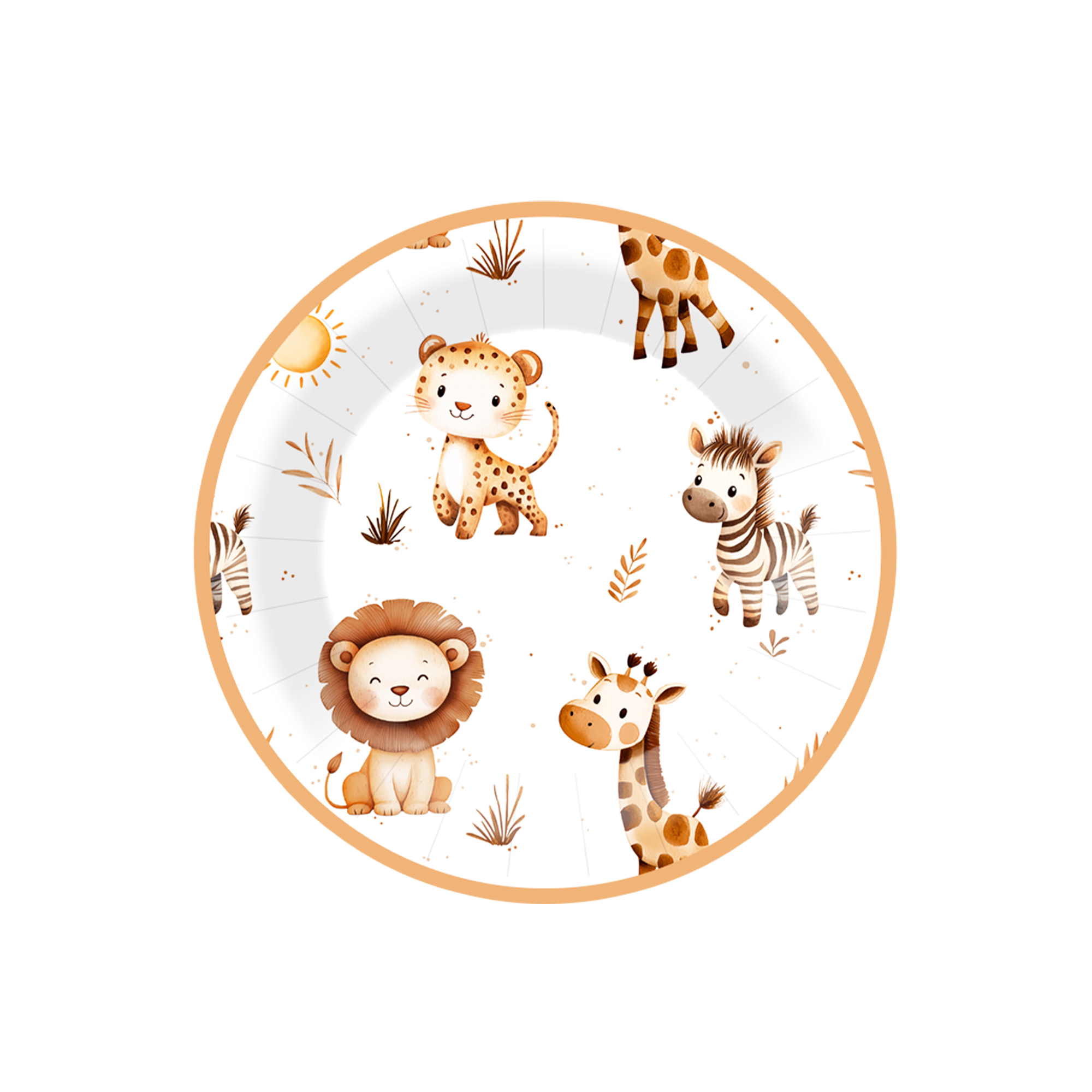 Jungle Animal Theme Round Dessert Plate