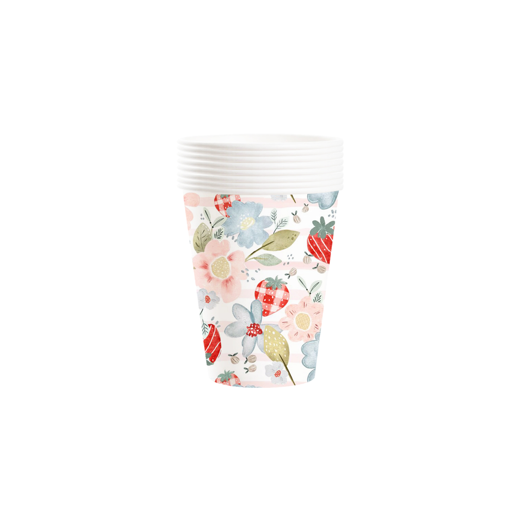 Fruit Themed White Background Flower 9oz Paper Cup