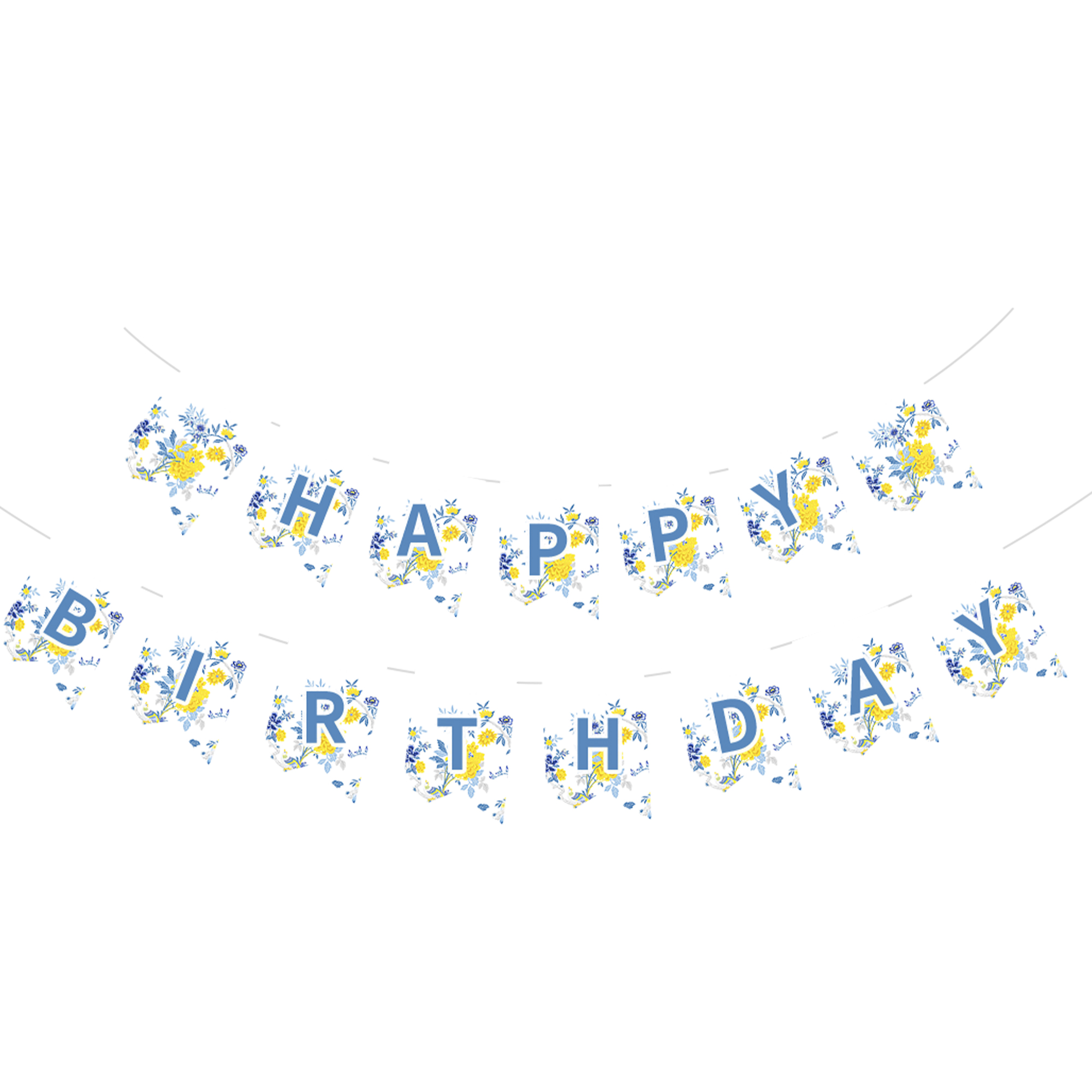 Flower Themed Flower Happy Birthday Paper Banner