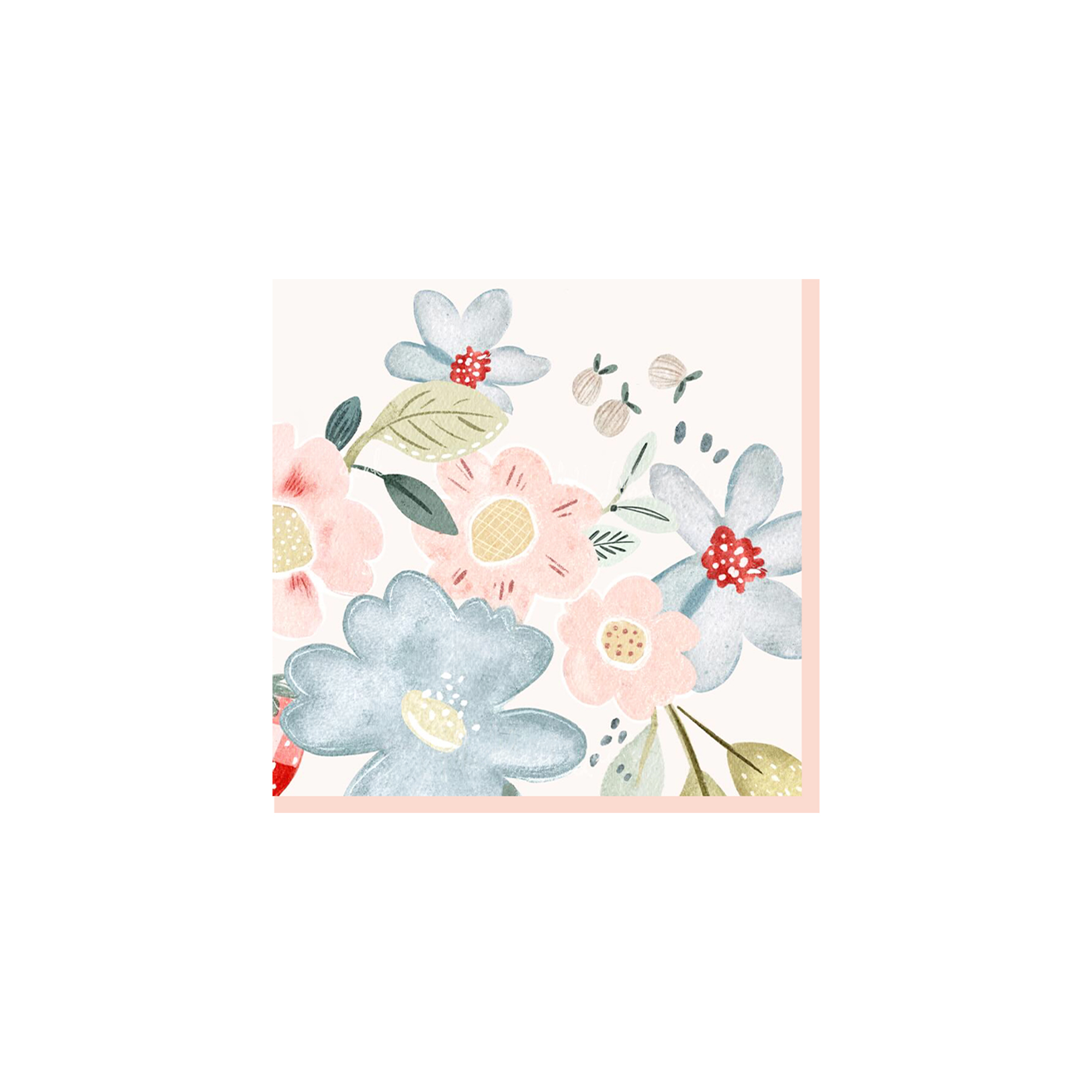 Floral Themed Pink Rim Napkin