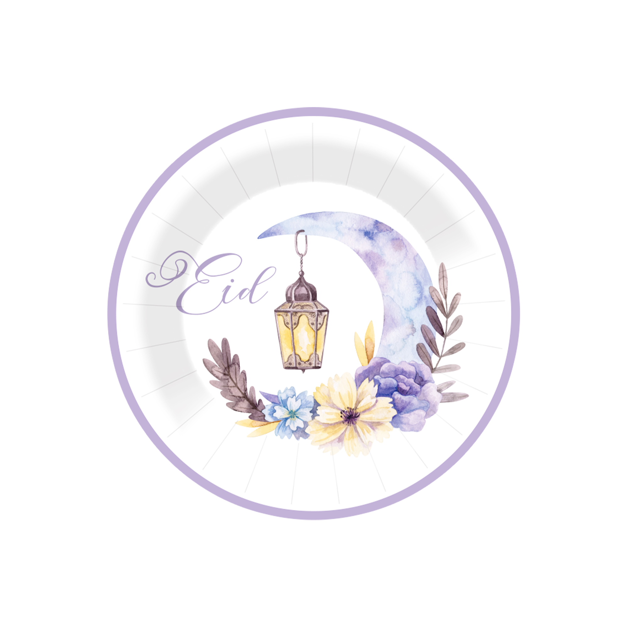 Eid Purple Rim Dessert Plate