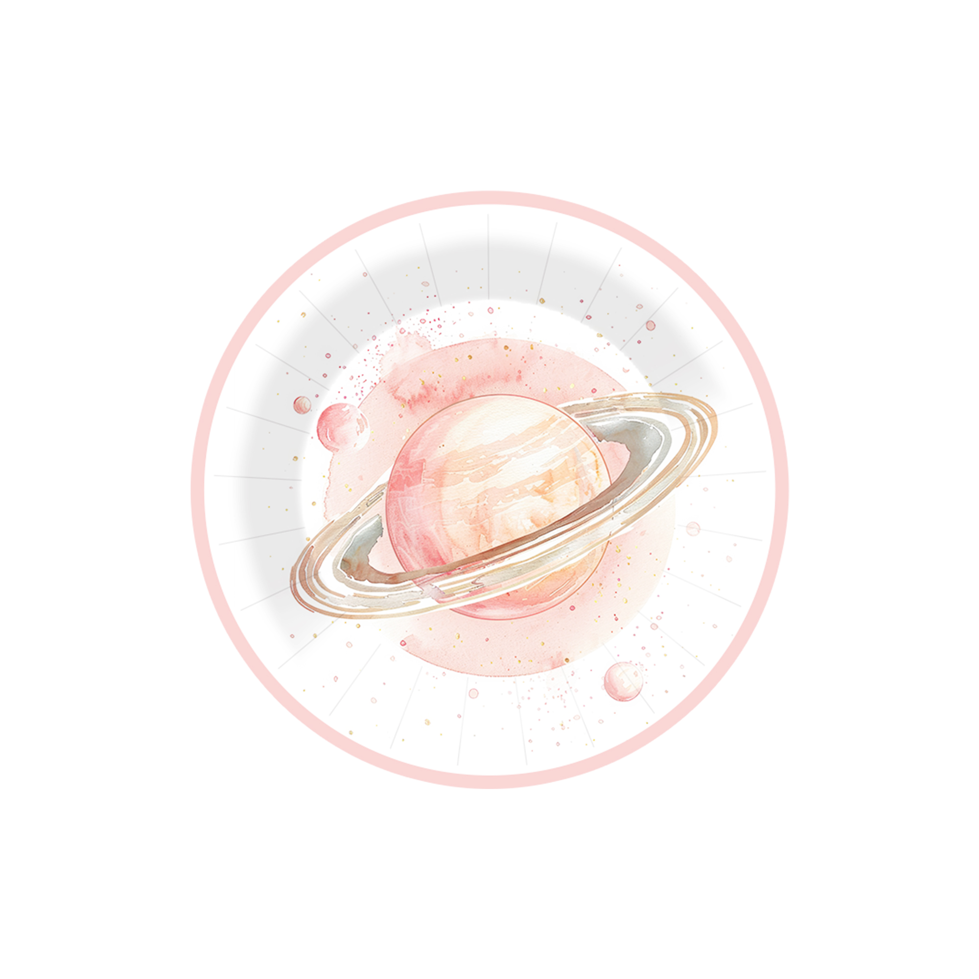Space Theme Light Pink Dessert Plate