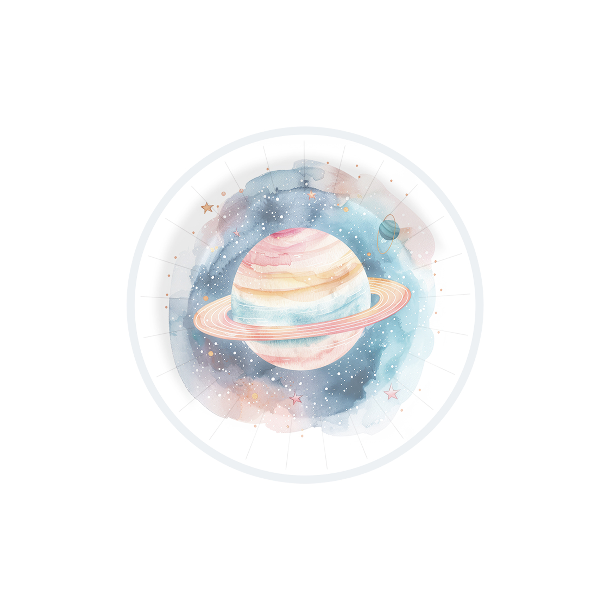 Space Theme Round Dessert Plate