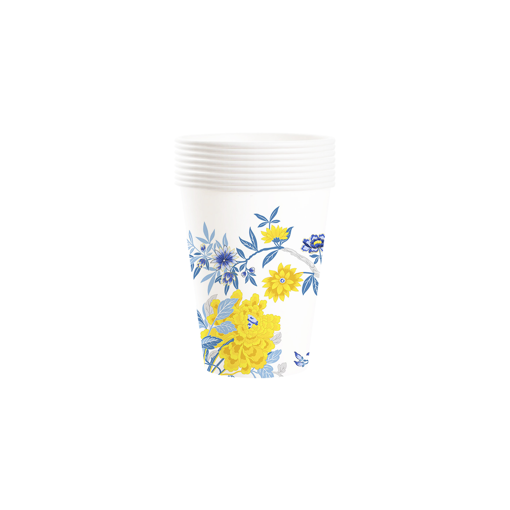Floral Themed White Background 9oz Paper Cup
