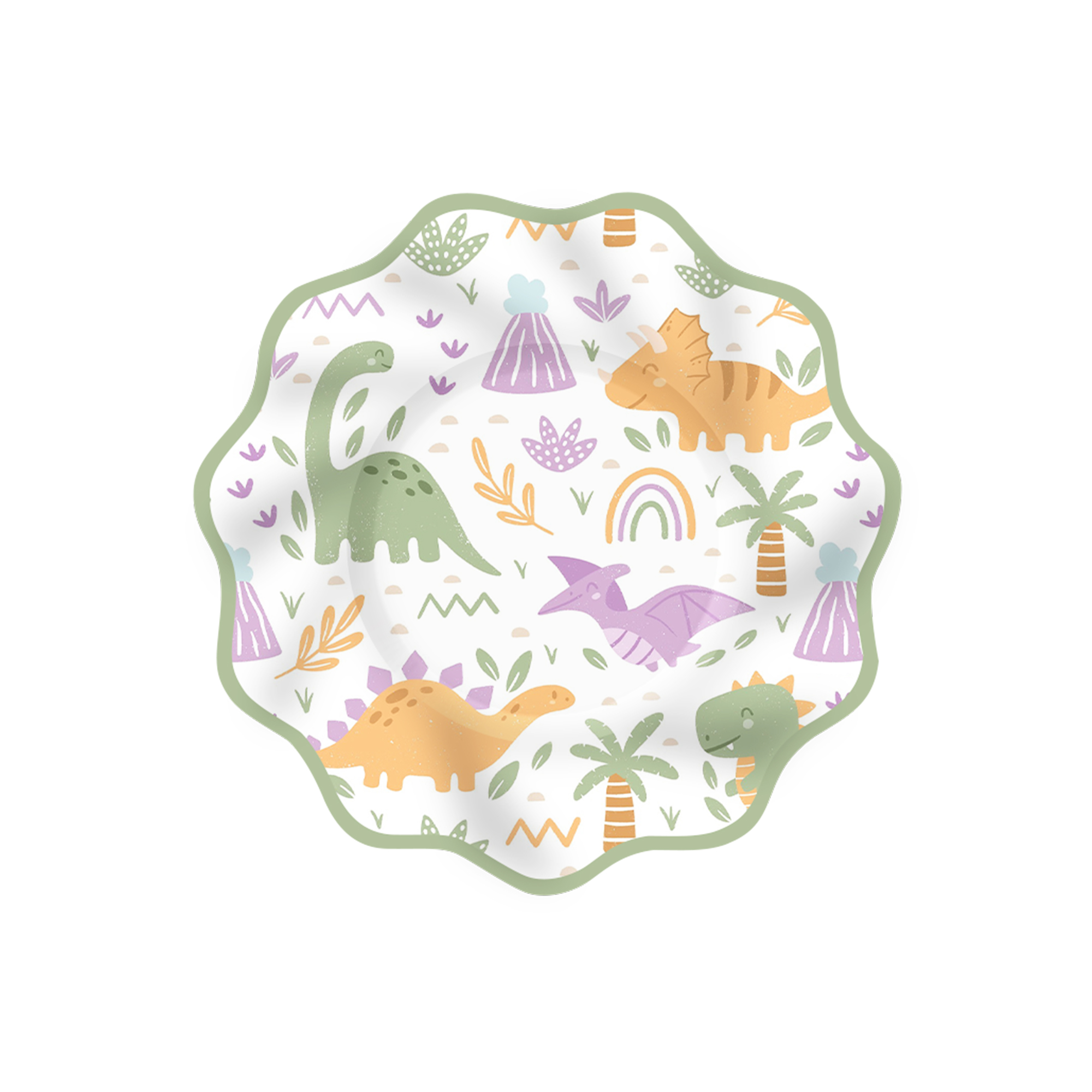 Dinosaur Theme Wavy Edge Dessert Plate