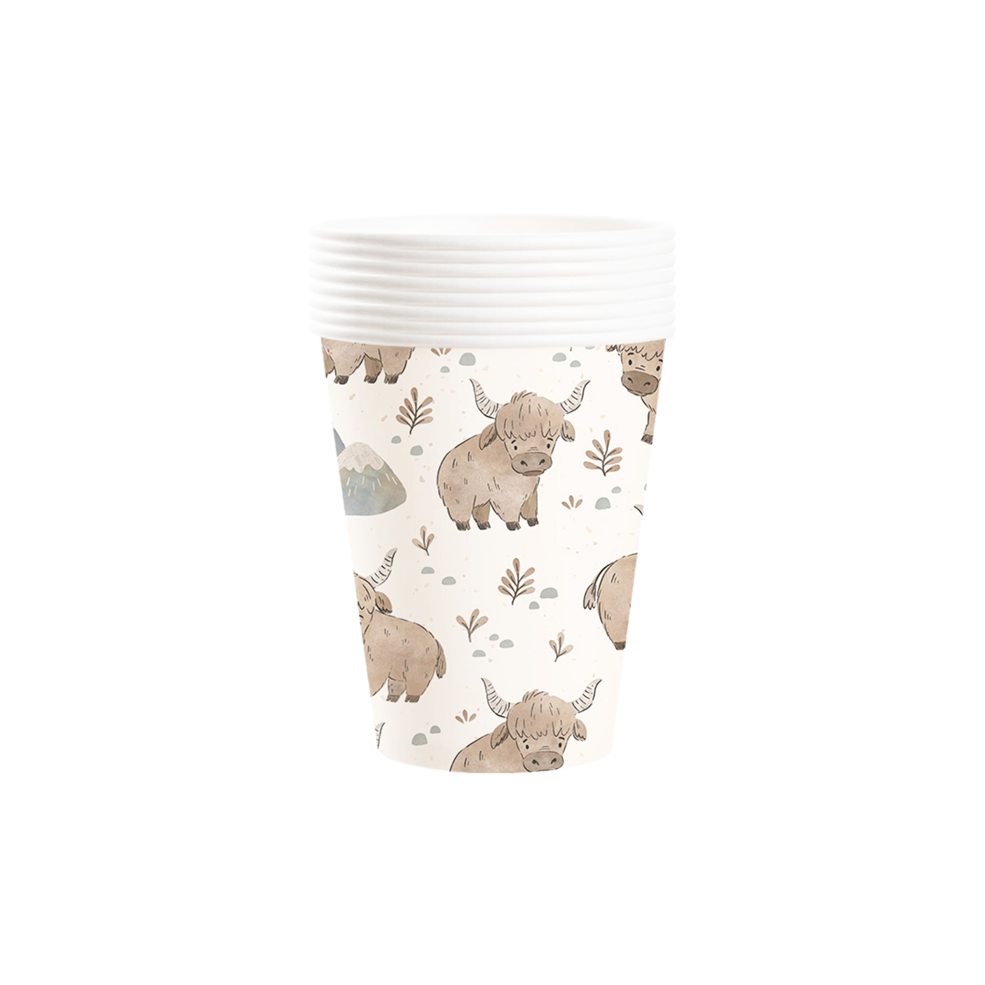 Animal Themed White Background Yak 9 oz Paper Cup