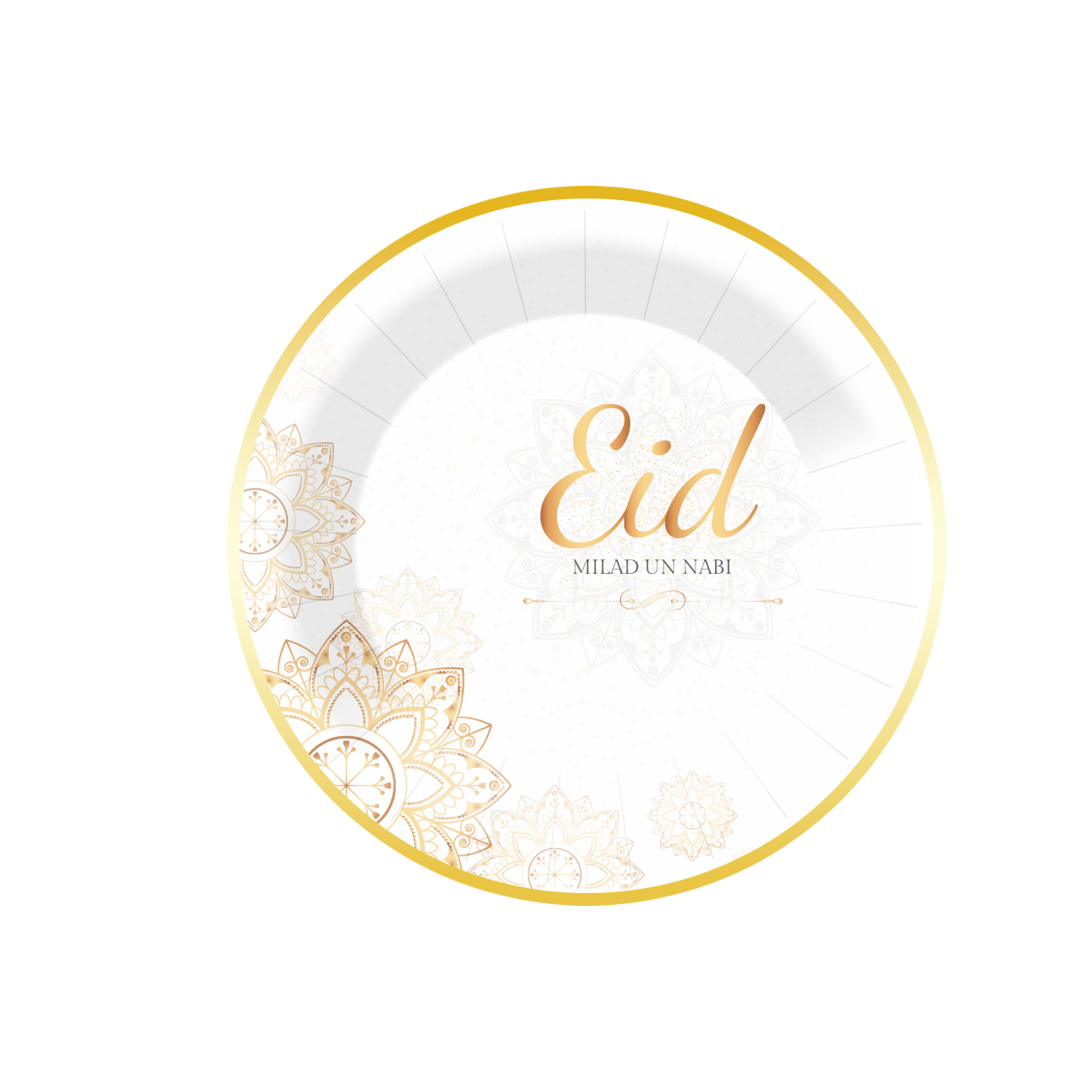 Eid White Gold Holiday Dinner Plate