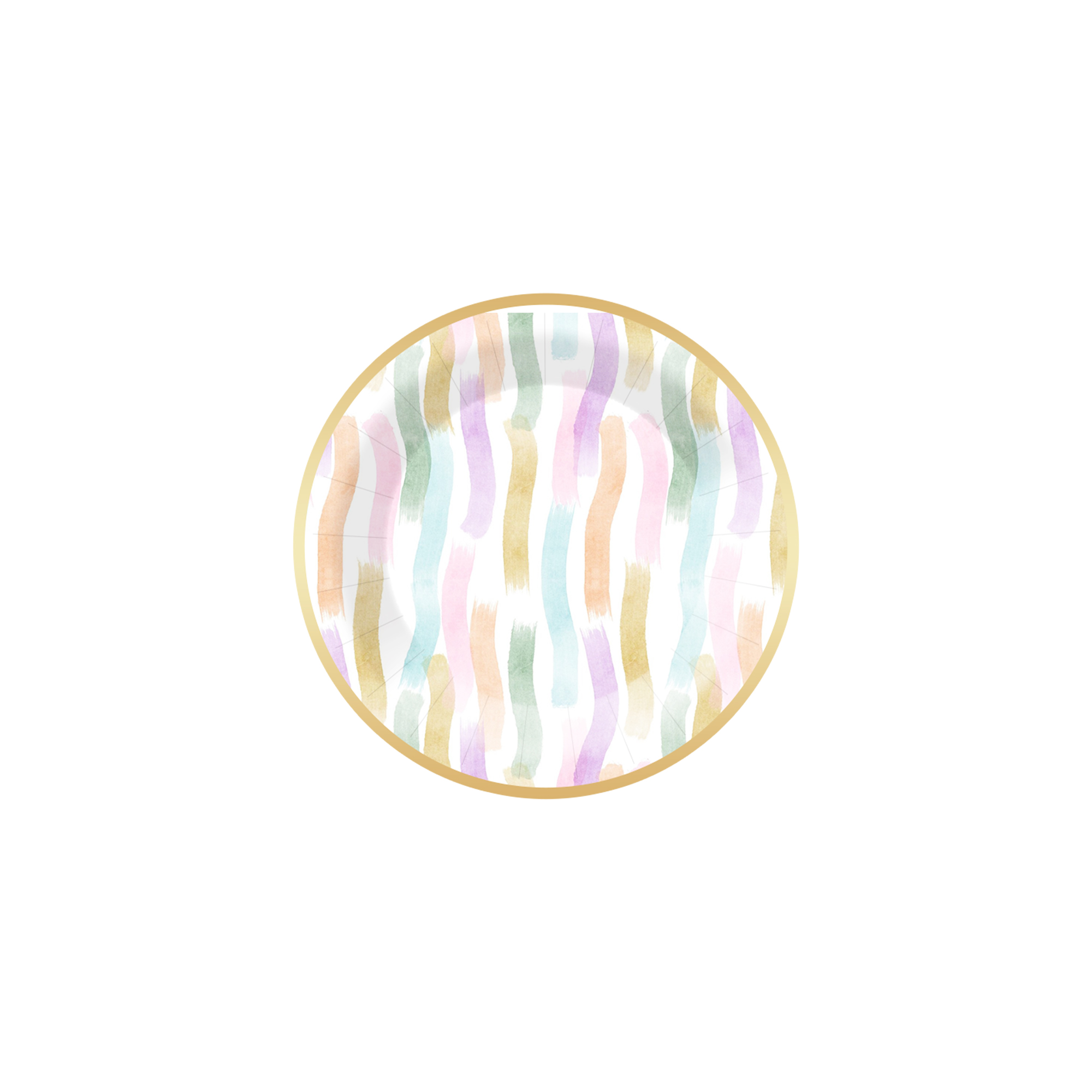 Summer Theme Gold Foil Stripe Dessert Plate