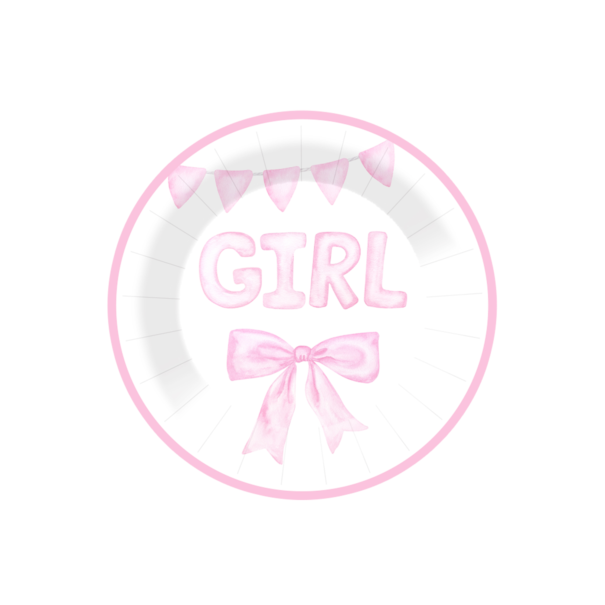 Gender Reveal Theme Pink Round Dessert Plate 